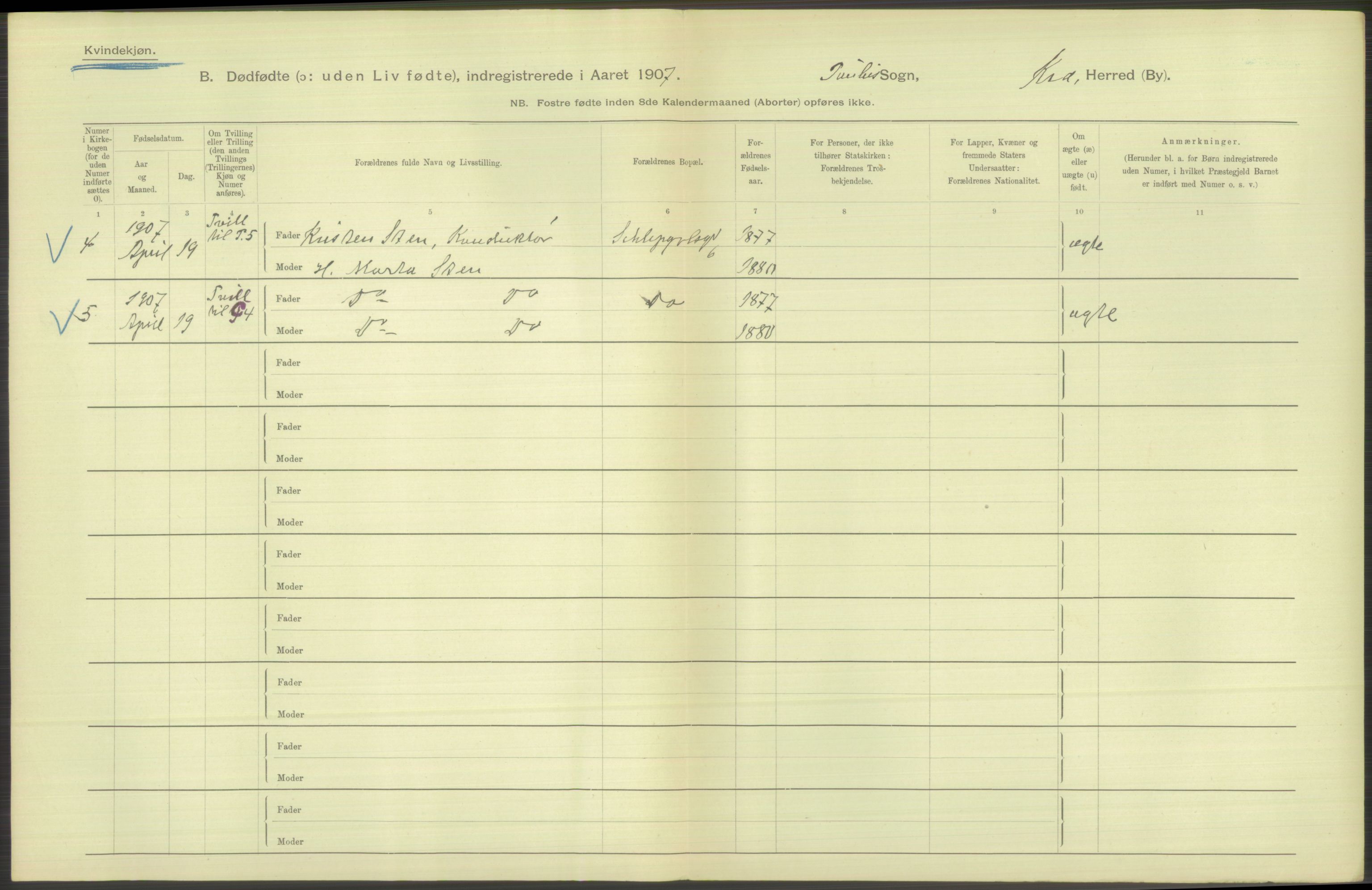 Statistisk sentralbyrå, Sosiodemografiske emner, Befolkning, AV/RA-S-2228/D/Df/Dfa/Dfae/L0010: Kristiania: Døde, dødfødte, 1907, p. 160