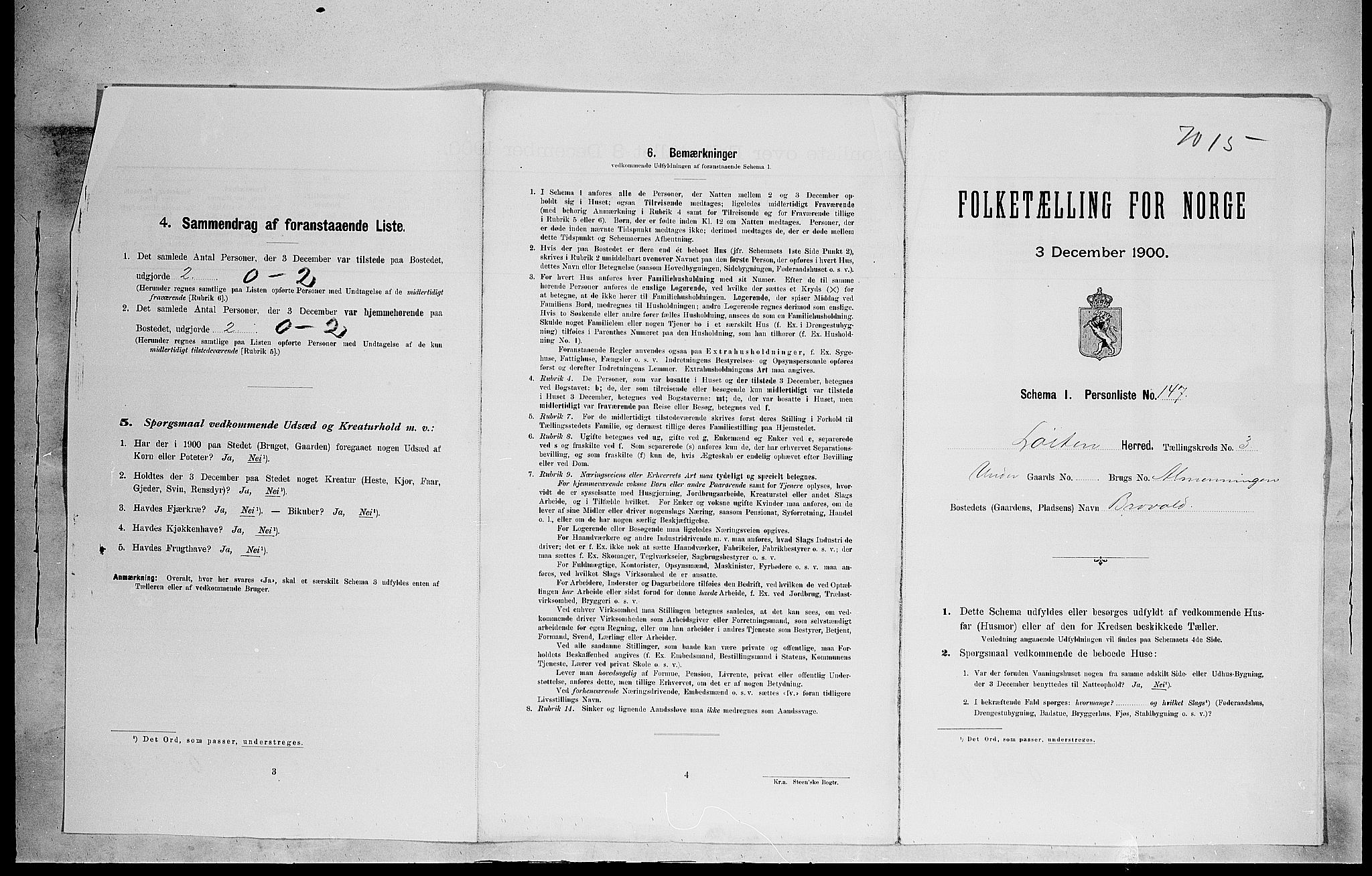 SAH, 1900 census for Løten, 1900, p. 1067