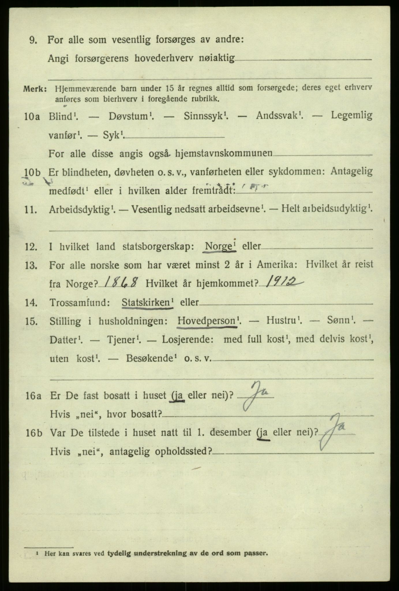 SAB, 1920 census for Lærdal, 1920, p. 2209