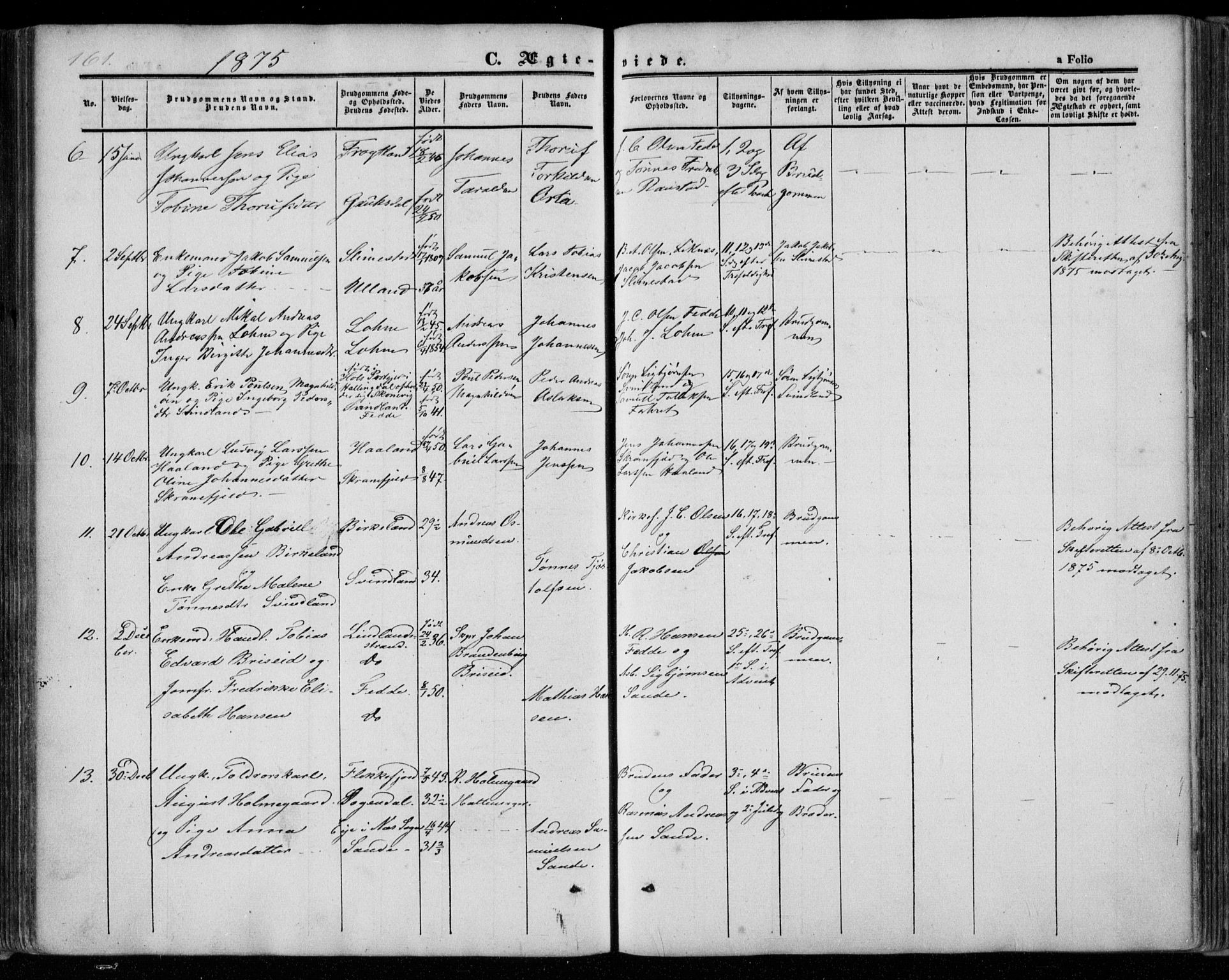 Kvinesdal sokneprestkontor, AV/SAK-1111-0026/F/Fa/Faa/L0002: Parish register (official) no. A 2, 1850-1876, p. 161