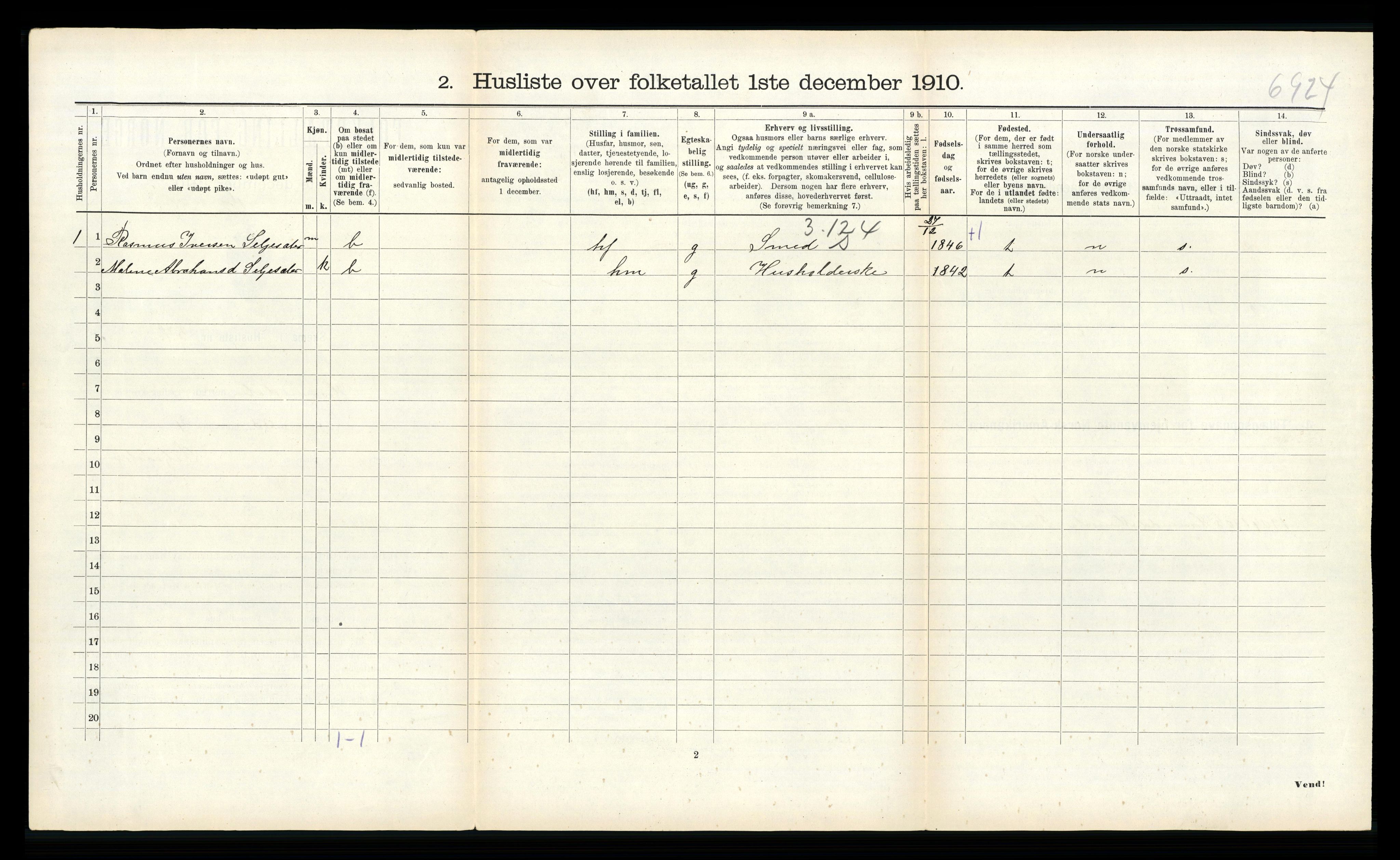 RA, 1910 census for Hornindal, 1910, p. 347