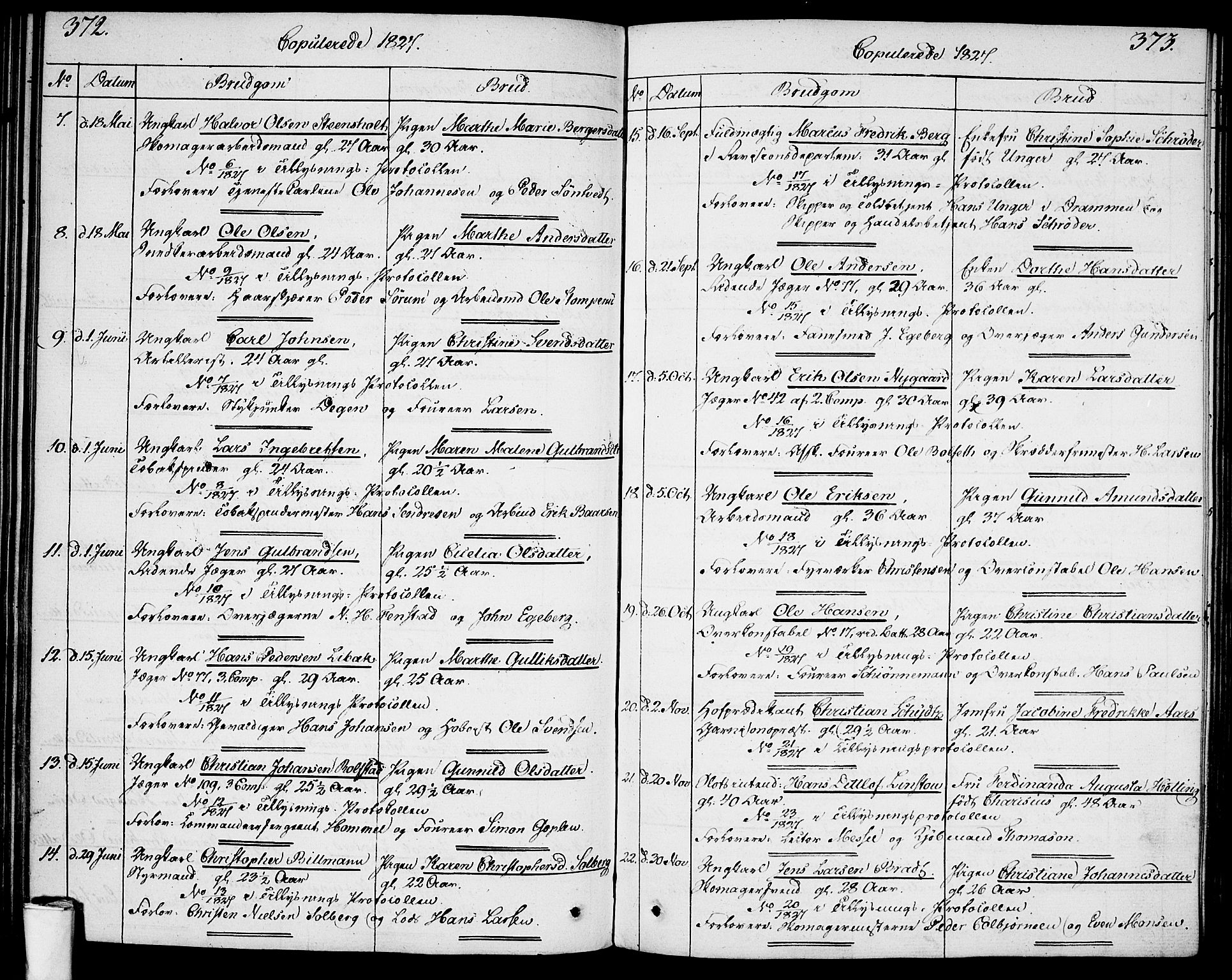 Garnisonsmenigheten Kirkebøker, SAO/A-10846/F/Fa/L0004: Parish register (official) no. 4, 1820-1828, p. 372-373