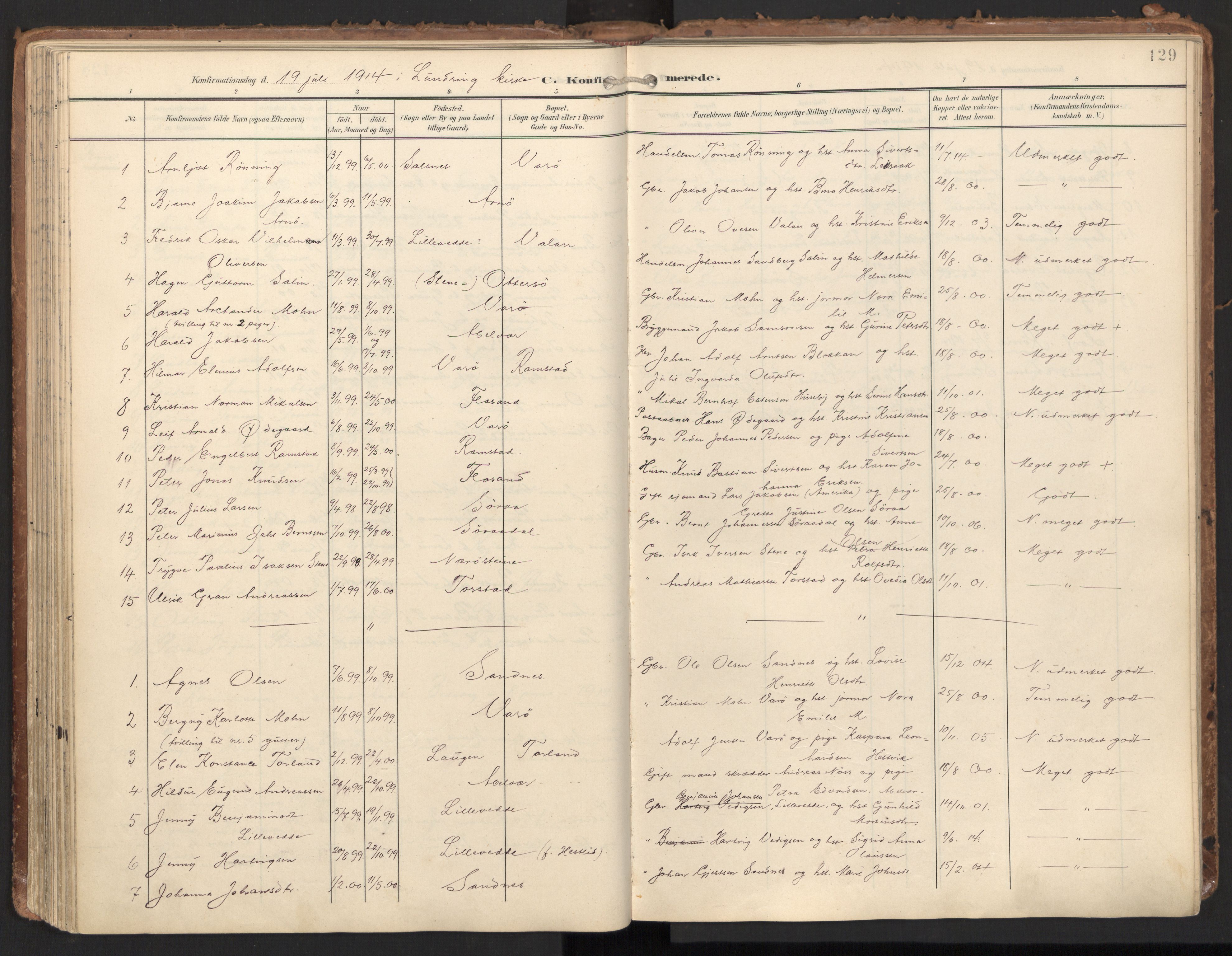 Ministerialprotokoller, klokkerbøker og fødselsregistre - Nord-Trøndelag, SAT/A-1458/784/L0677: Parish register (official) no. 784A12, 1900-1920, p. 129