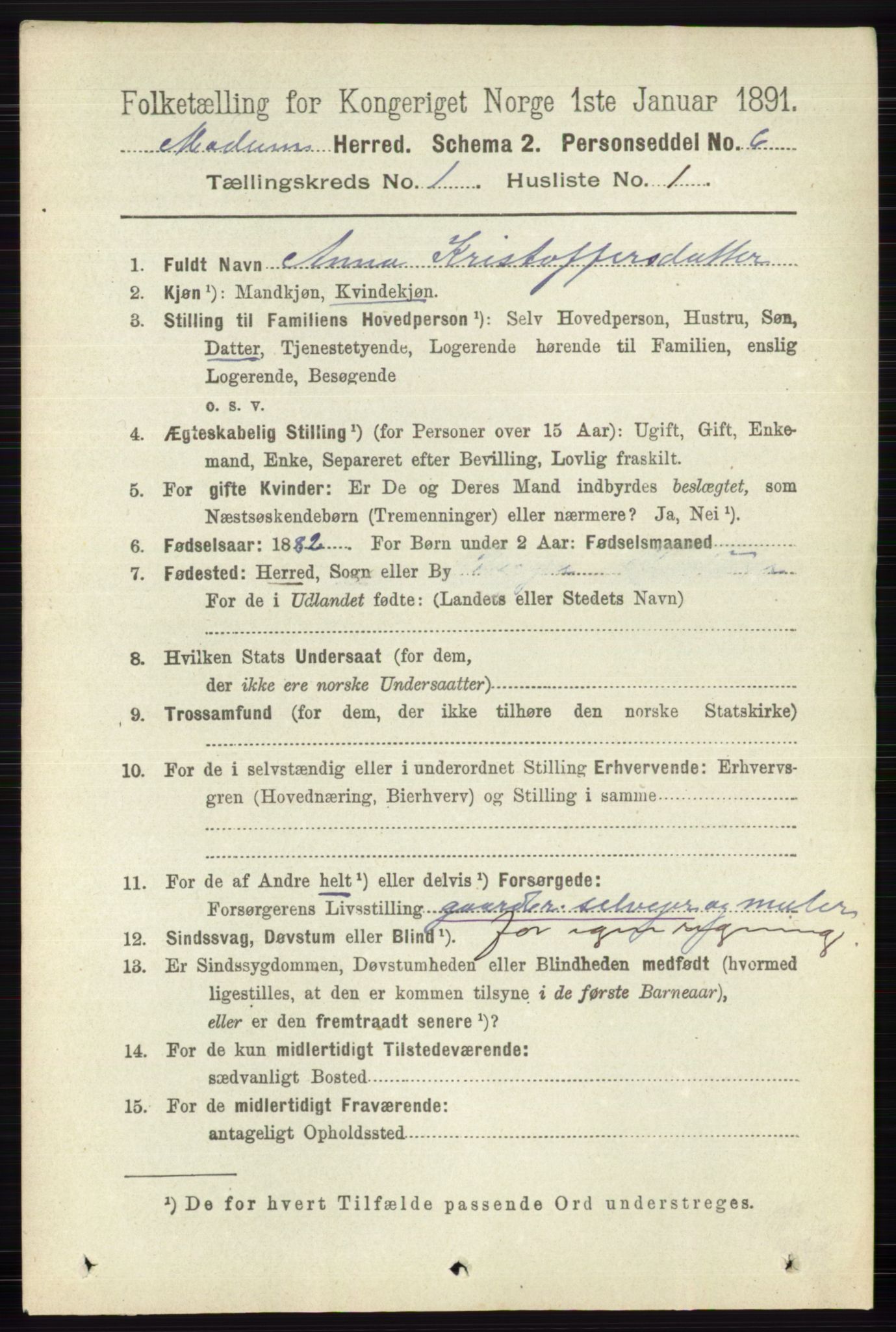 RA, 1891 census for 0623 Modum, 1891, p. 130