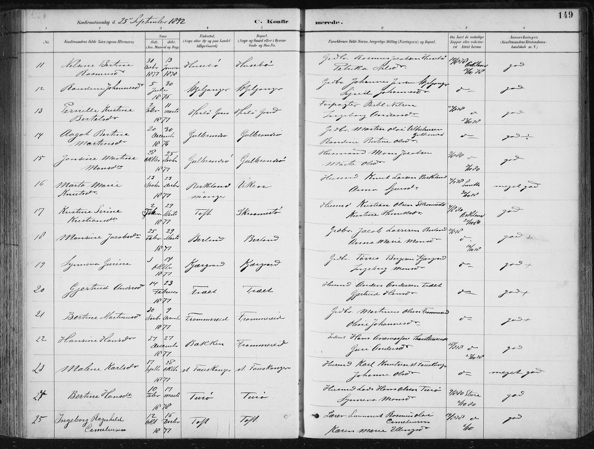 Herdla Sokneprestembete, AV/SAB-A-75701/H/Haa: Parish register (official) no. A 4, 1891-1905, p. 149