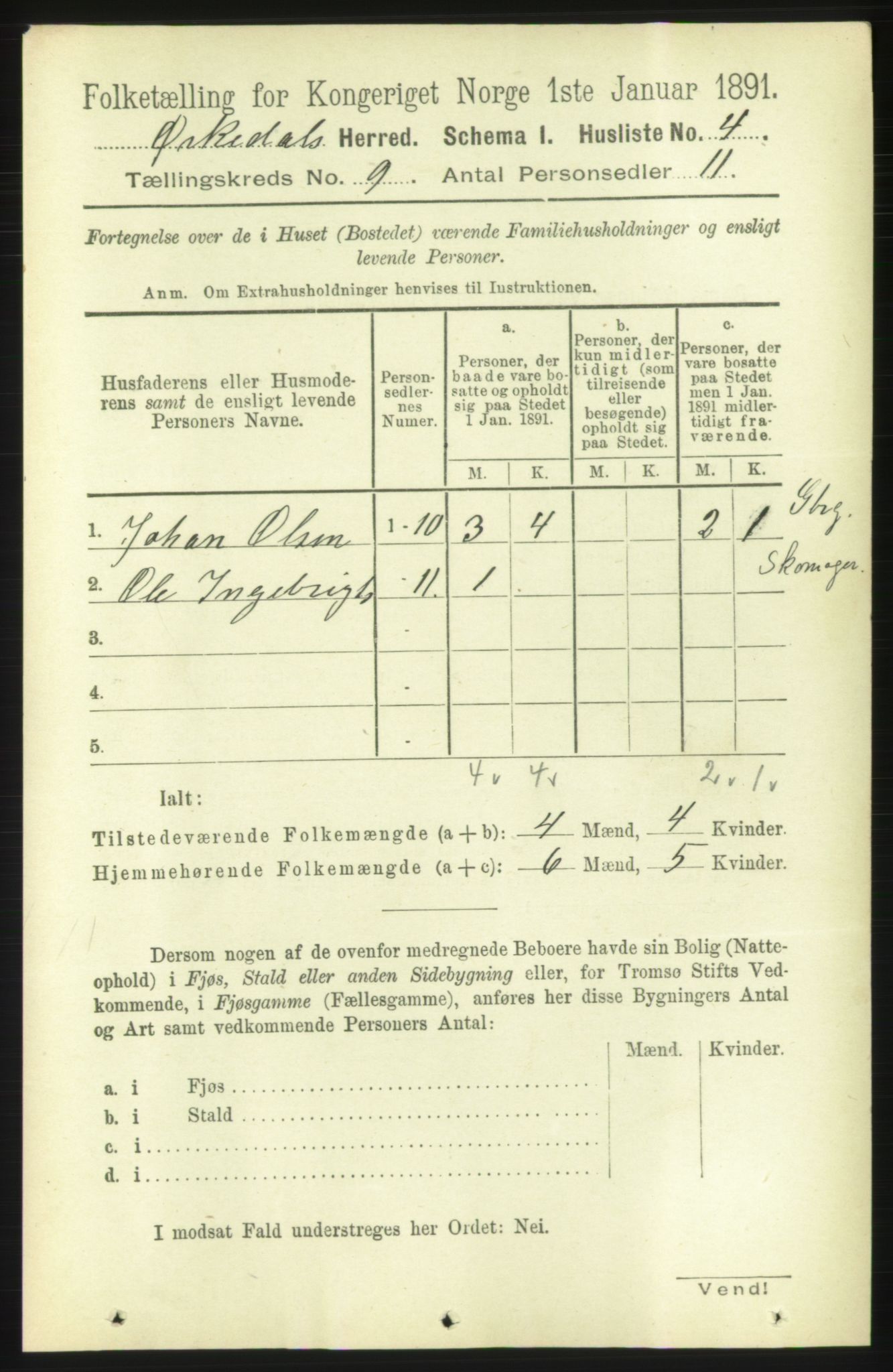 RA, 1891 census for 1638 Orkdal, 1891, p. 4221