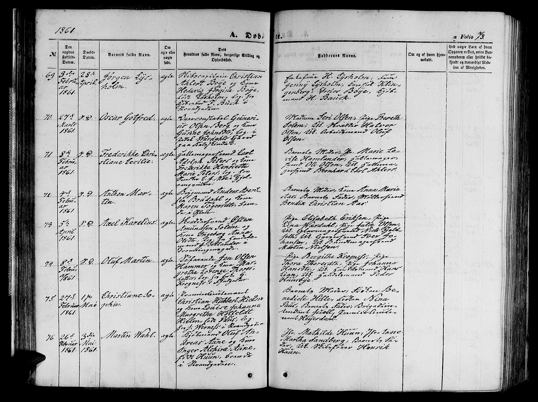 Ministerialprotokoller, klokkerbøker og fødselsregistre - Sør-Trøndelag, AV/SAT-A-1456/602/L0139: Parish register (copy) no. 602C07, 1859-1864, p. 73