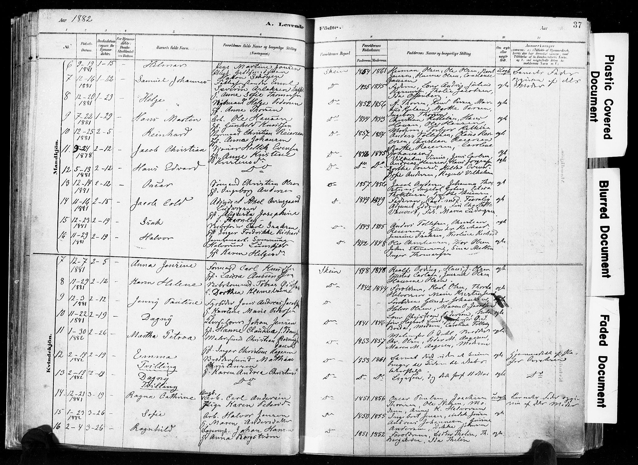 Skien kirkebøker, SAKO/A-302/F/Fa/L0009: Parish register (official) no. 9, 1878-1890, p. 37