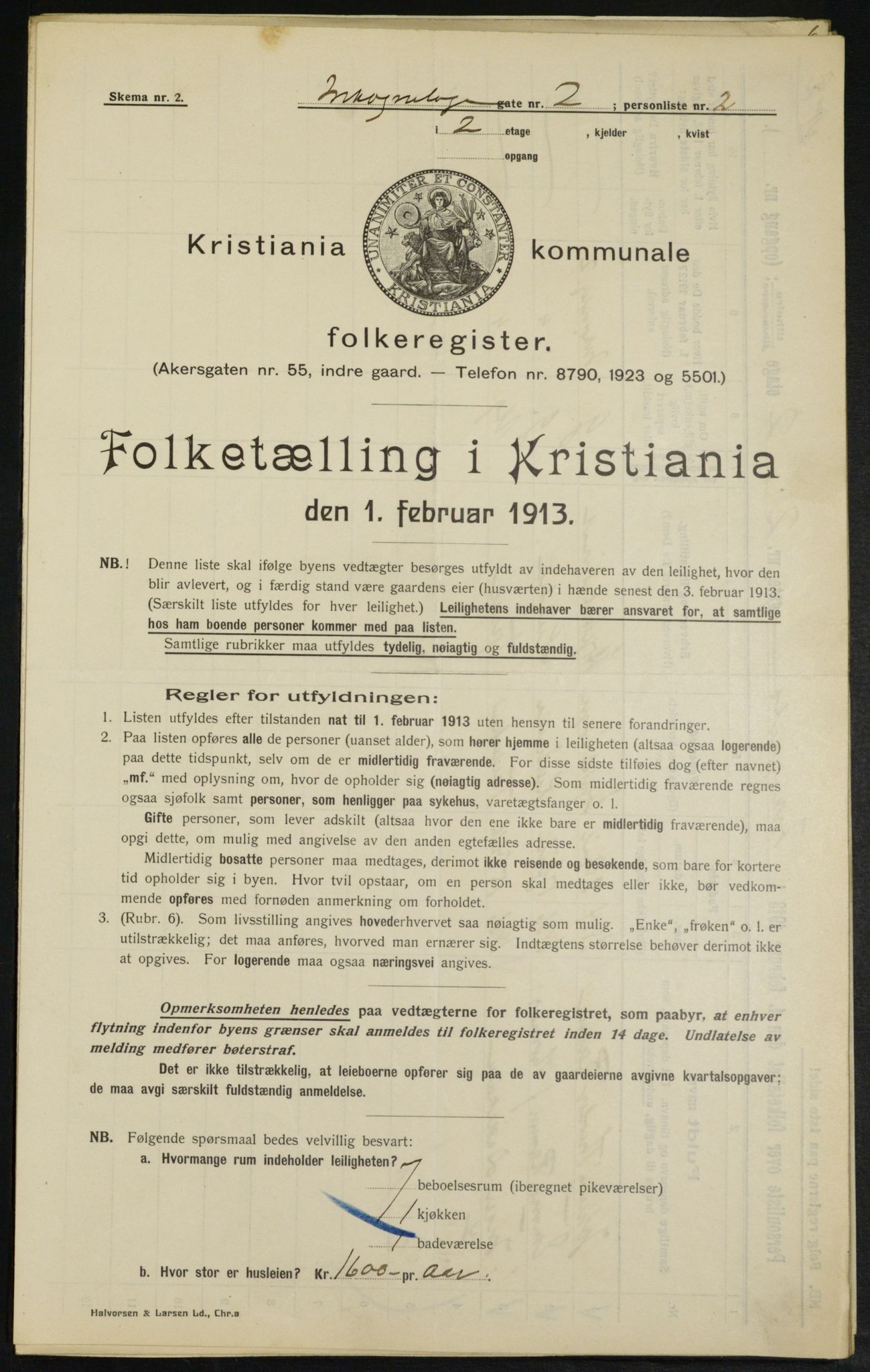 OBA, Municipal Census 1913 for Kristiania, 1913, p. 43807