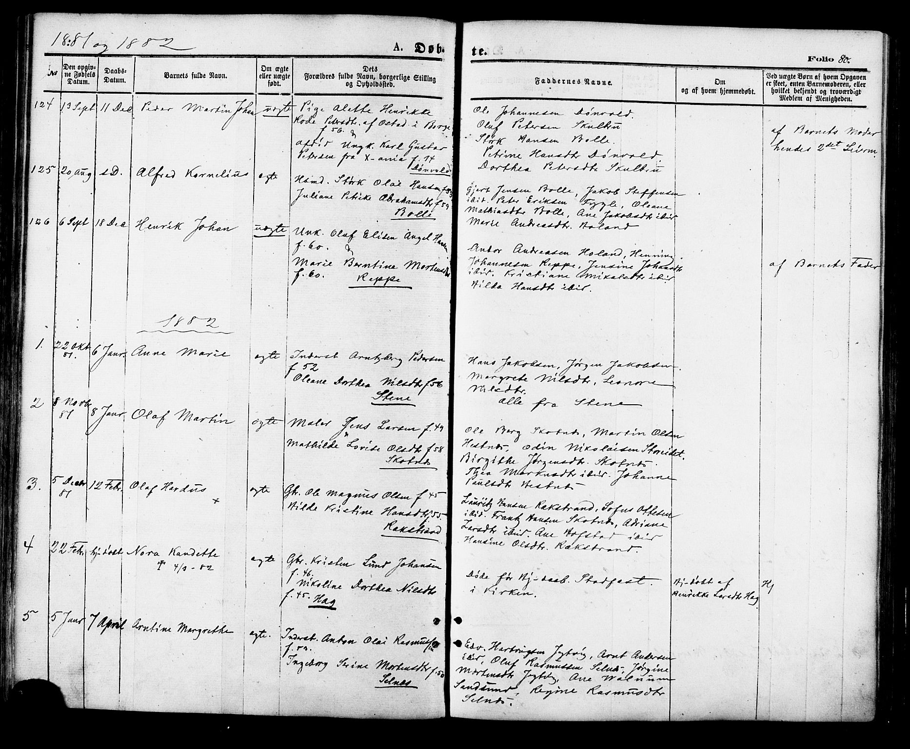 Ministerialprotokoller, klokkerbøker og fødselsregistre - Nordland, AV/SAT-A-1459/881/L1166: Parish register (copy) no. 881C03, 1876-1885, p. 80