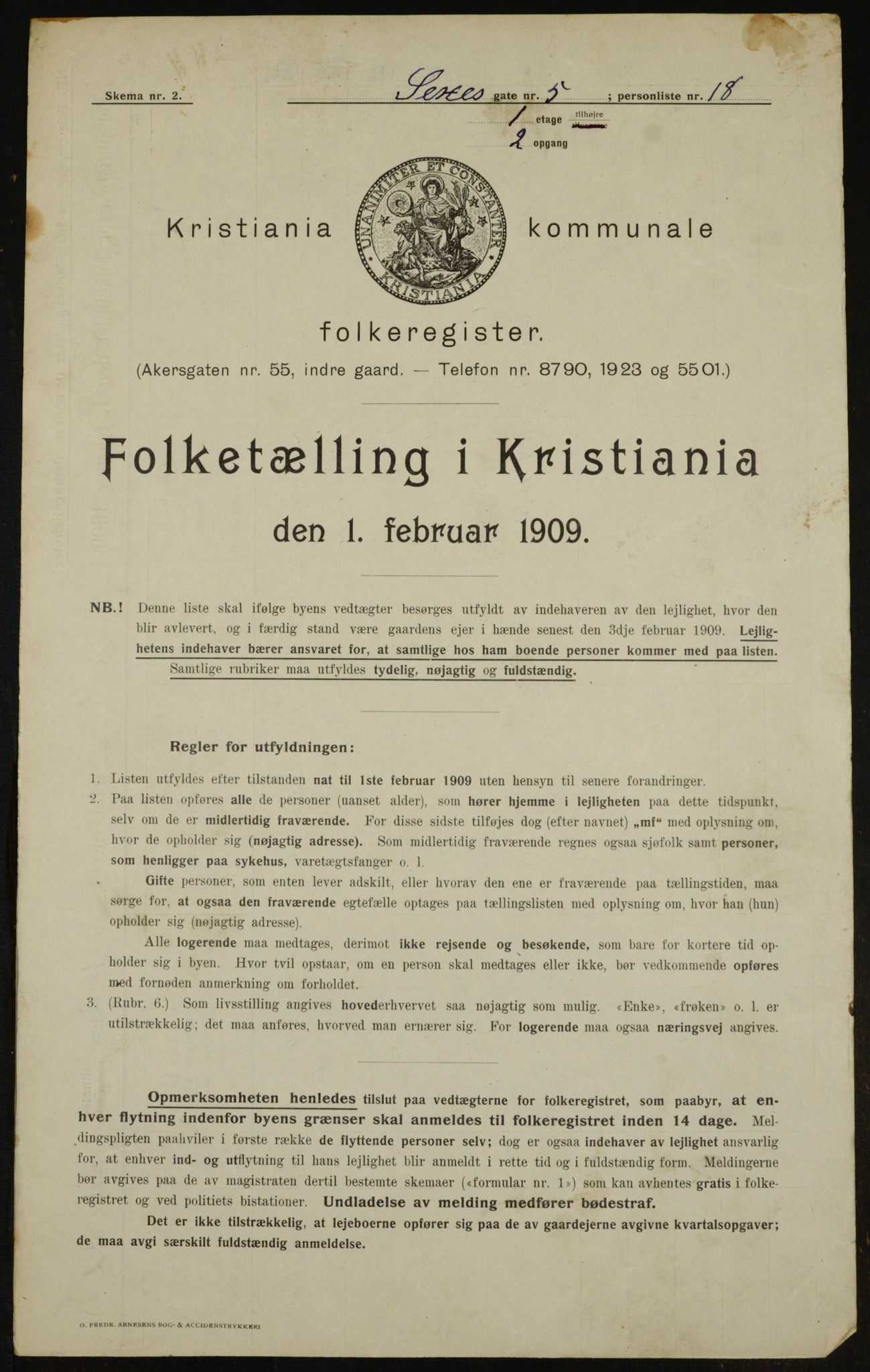 OBA, Municipal Census 1909 for Kristiania, 1909, p. 85980