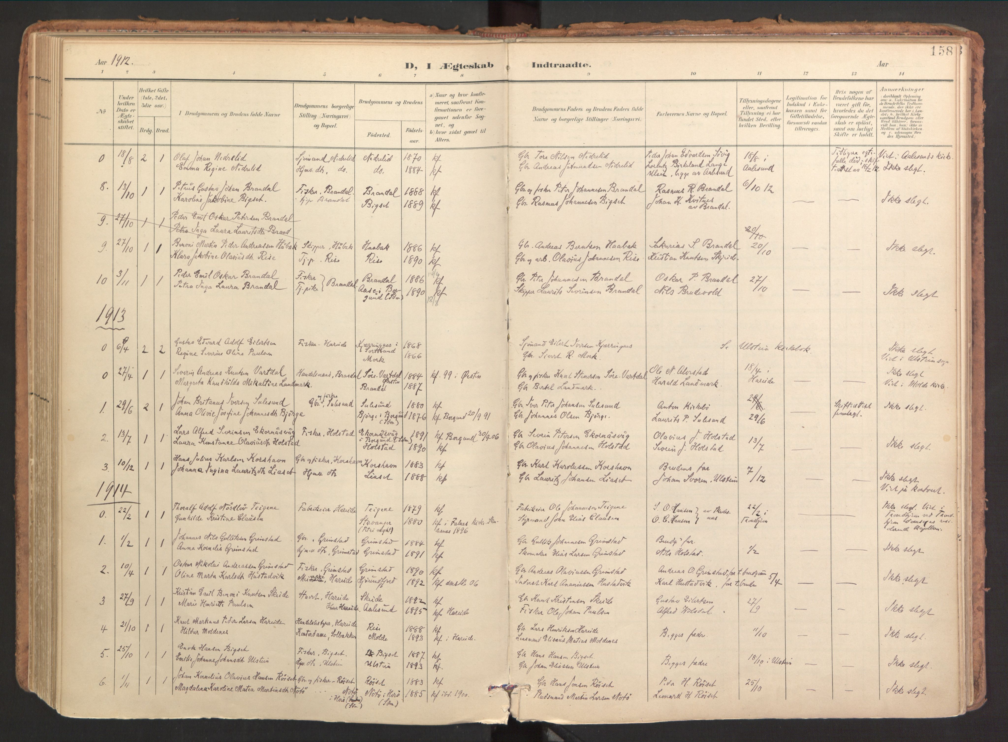 Ministerialprotokoller, klokkerbøker og fødselsregistre - Møre og Romsdal, AV/SAT-A-1454/510/L0123: Parish register (official) no. 510A03, 1898-1922, p. 158