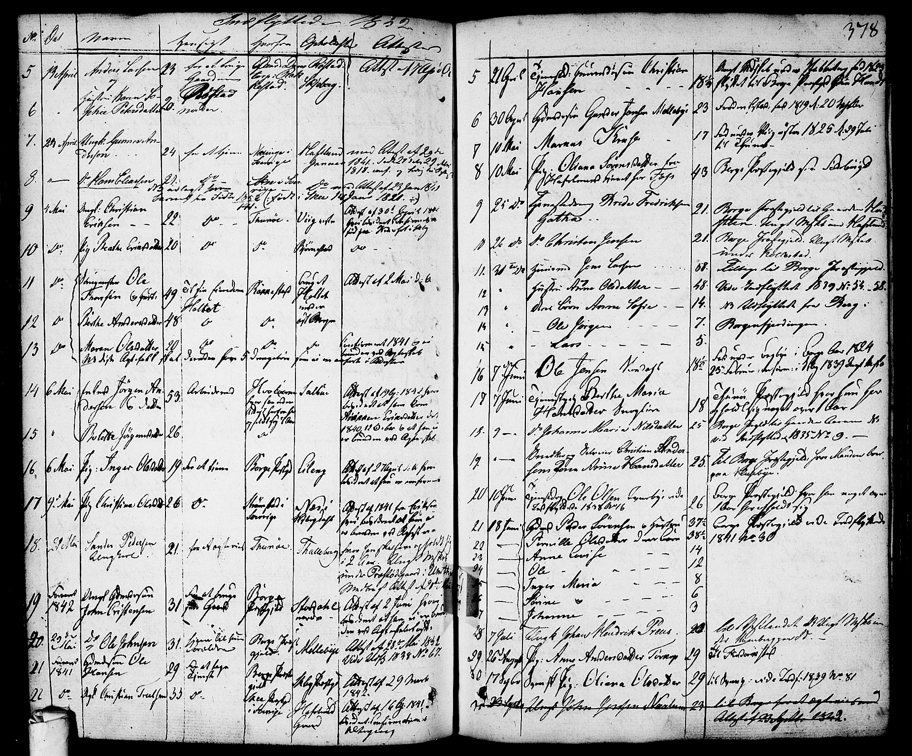 Skjeberg prestekontor Kirkebøker, AV/SAO-A-10923/F/Fa/L0005: Parish register (official) no. I 5, 1830-1845, p. 378