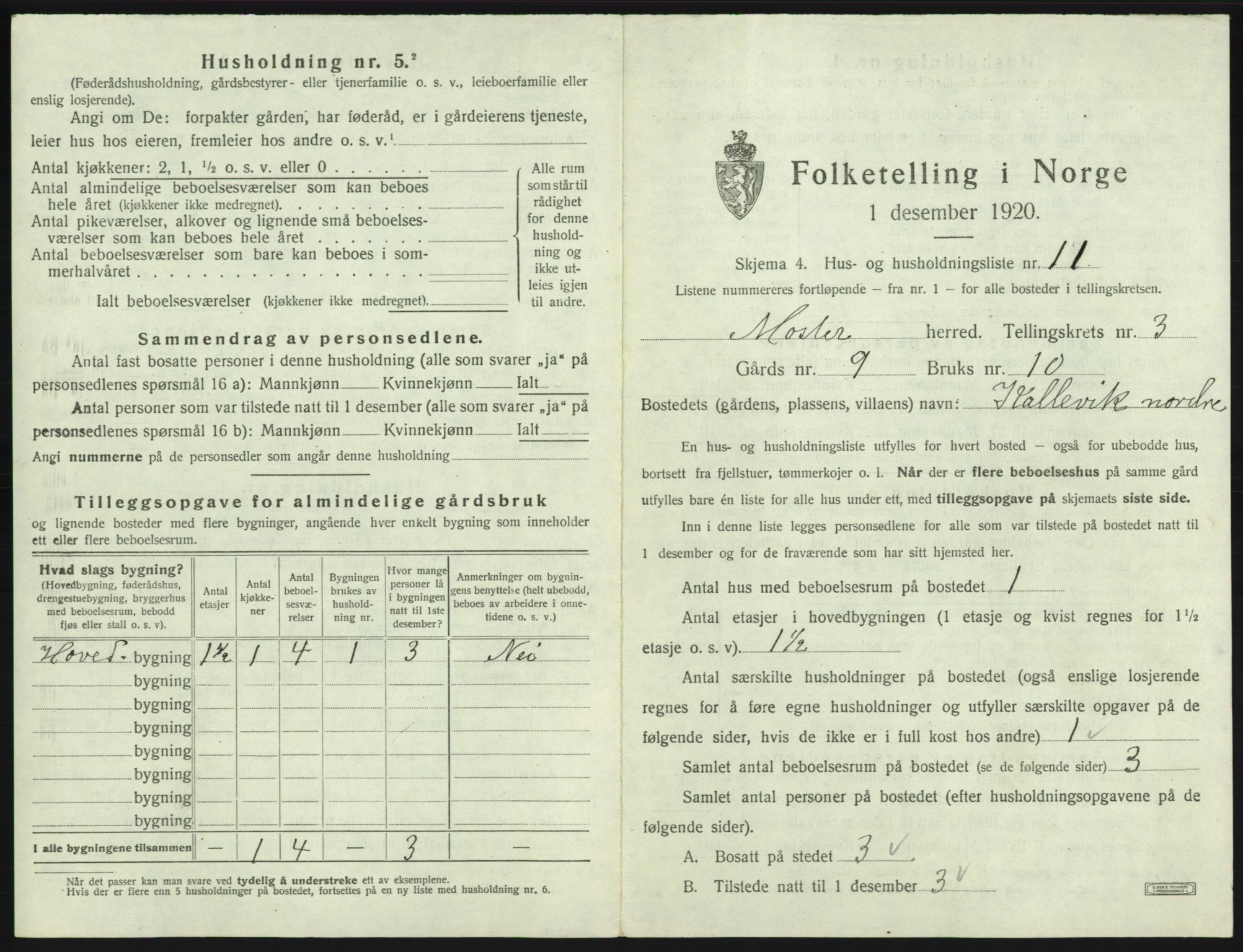 SAB, 1920 census for Moster, 1920, p. 134