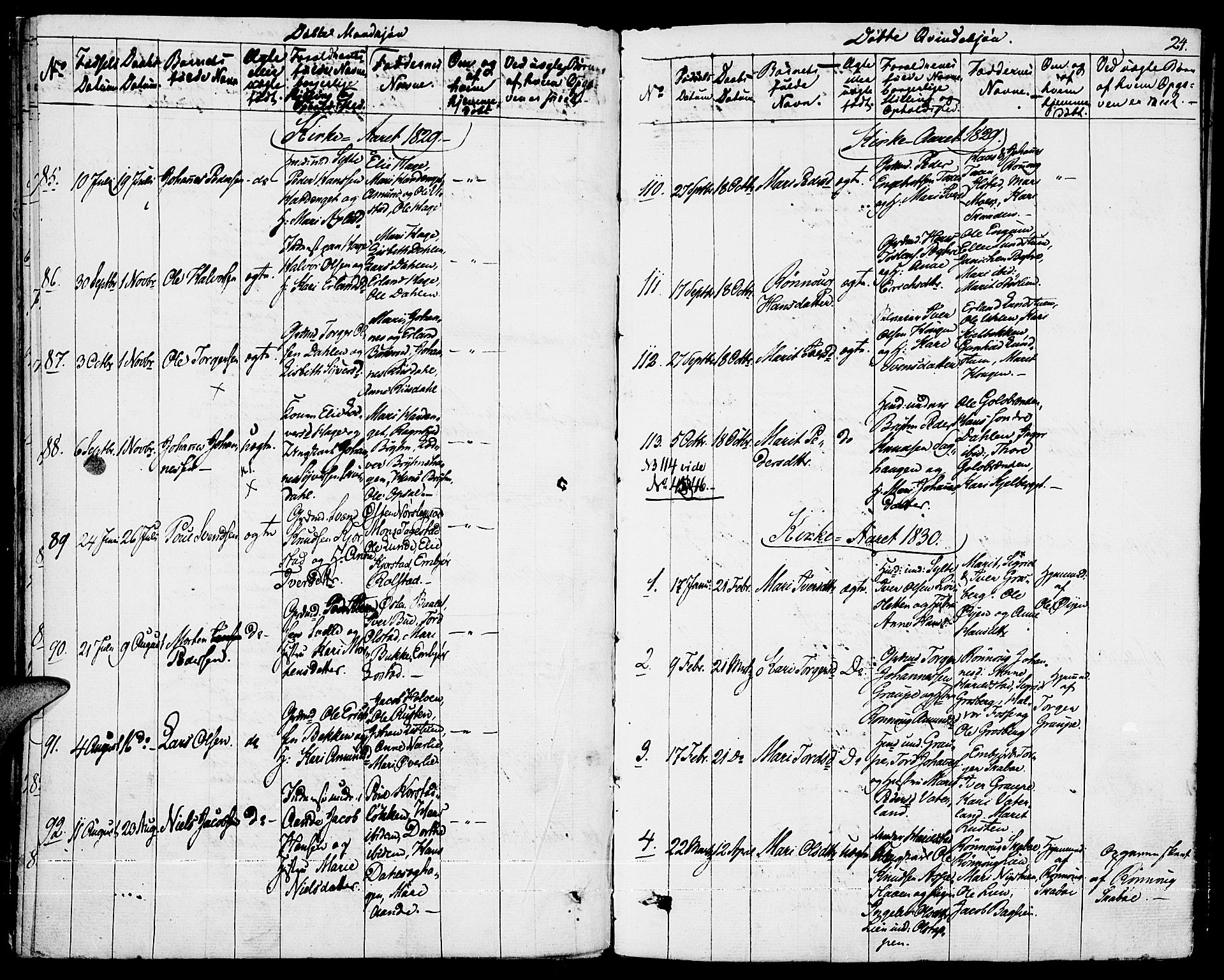 Fron prestekontor, AV/SAH-PREST-078/H/Ha/Haa/L0003: Parish register (official) no. 3, 1828-1838, p. 24