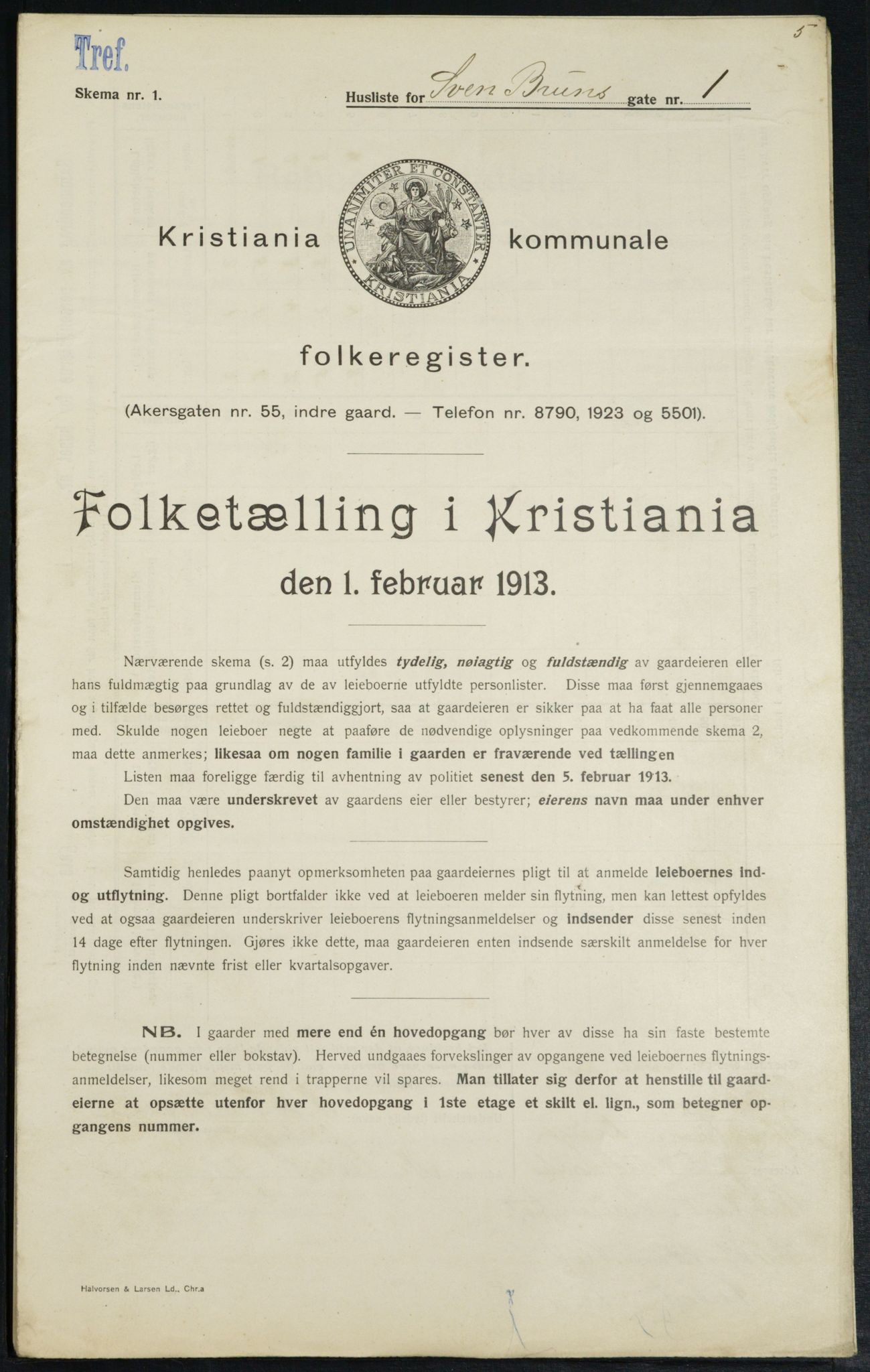 OBA, Municipal Census 1913 for Kristiania, 1913, p. 104840