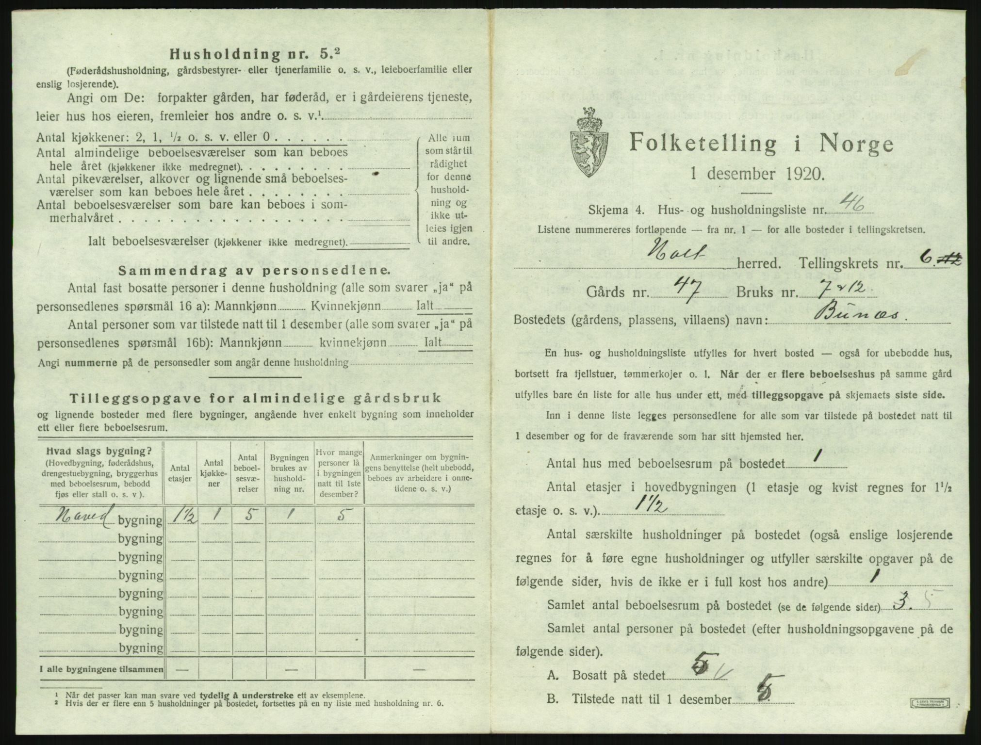 SAK, 1920 census for Holt, 1920, p. 578