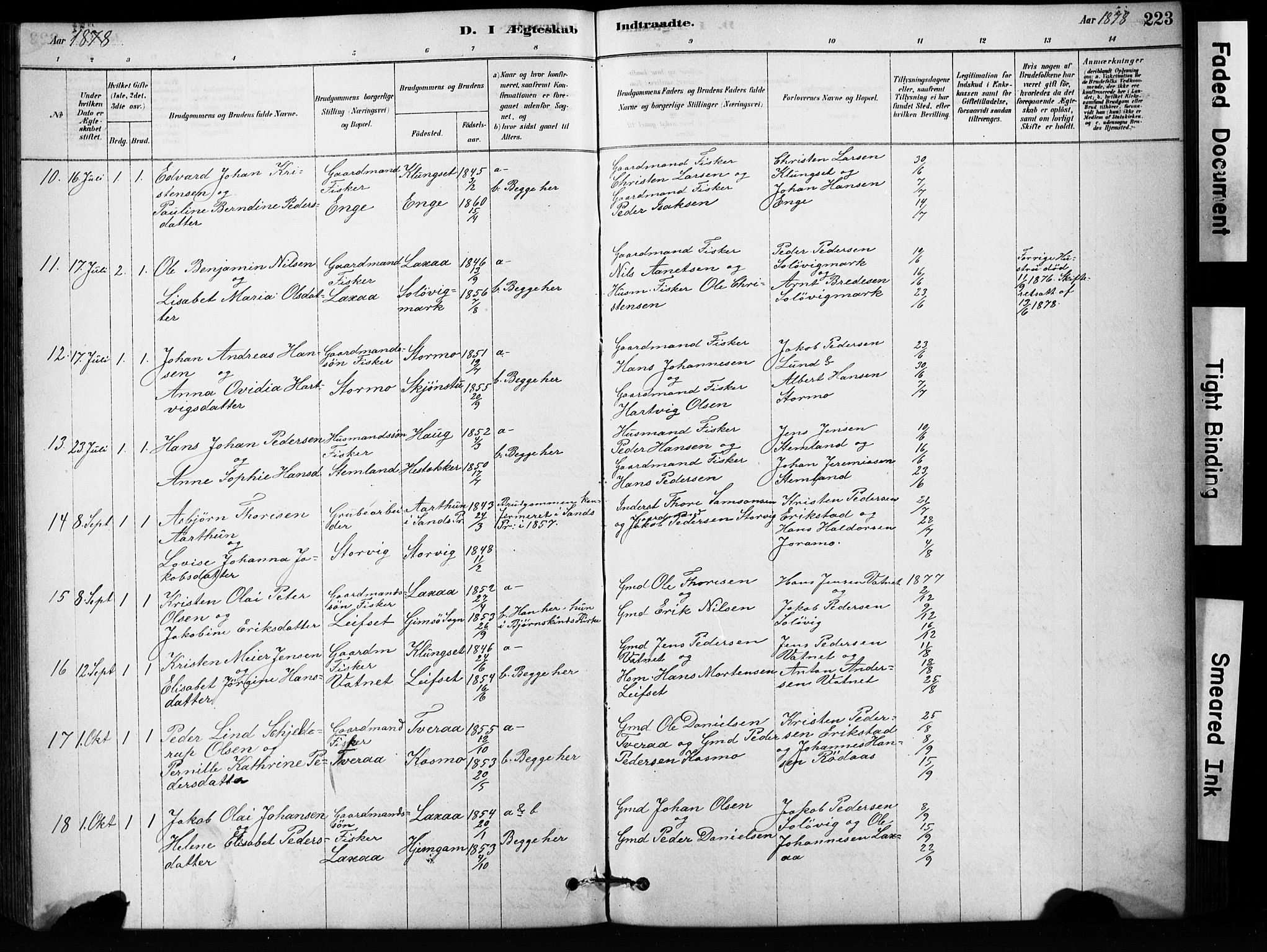 Ministerialprotokoller, klokkerbøker og fødselsregistre - Nordland, AV/SAT-A-1459/852/L0754: Parish register (copy) no. 852C05, 1878-1894, p. 223