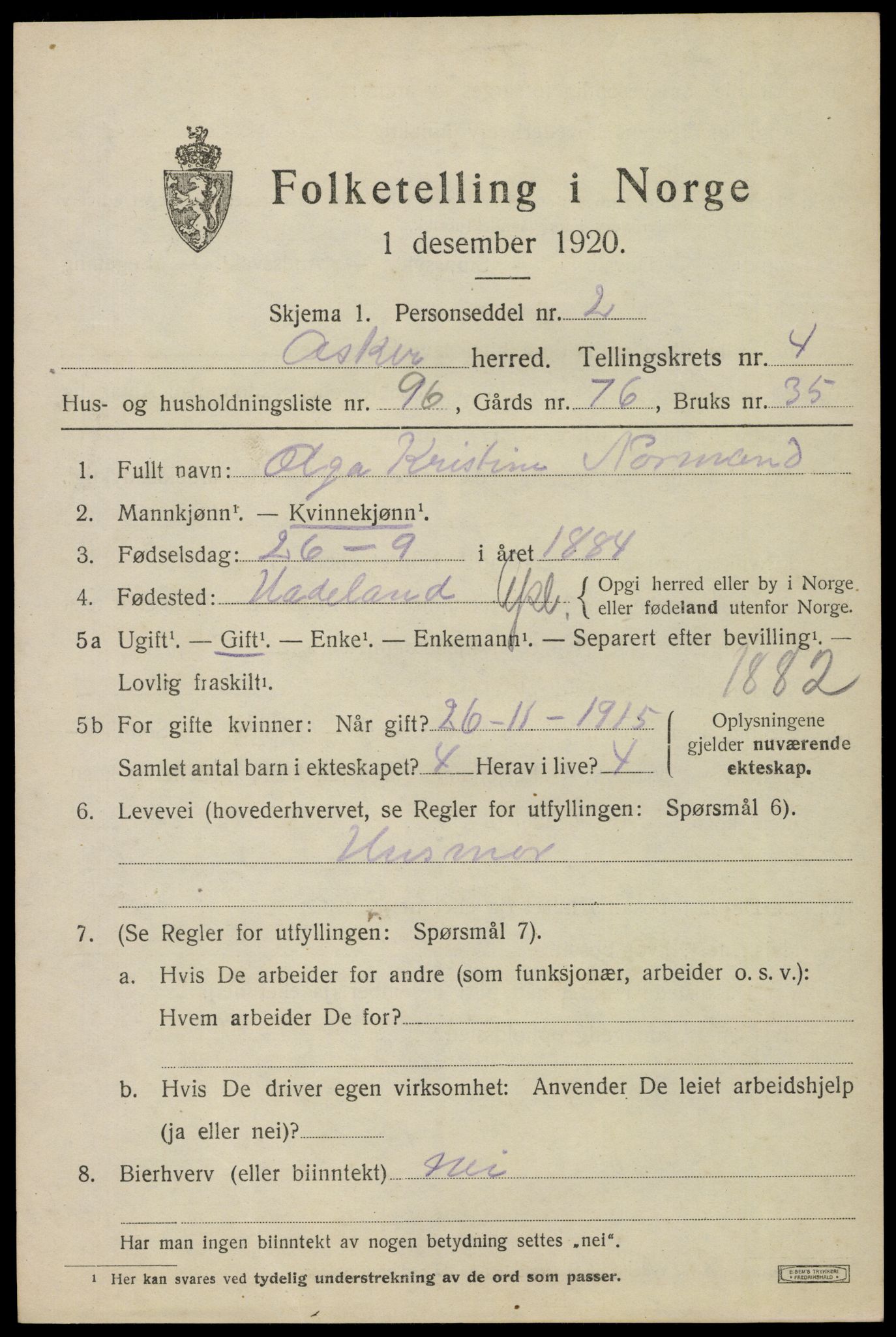 SAO, 1920 census for Asker, 1920, p. 11386