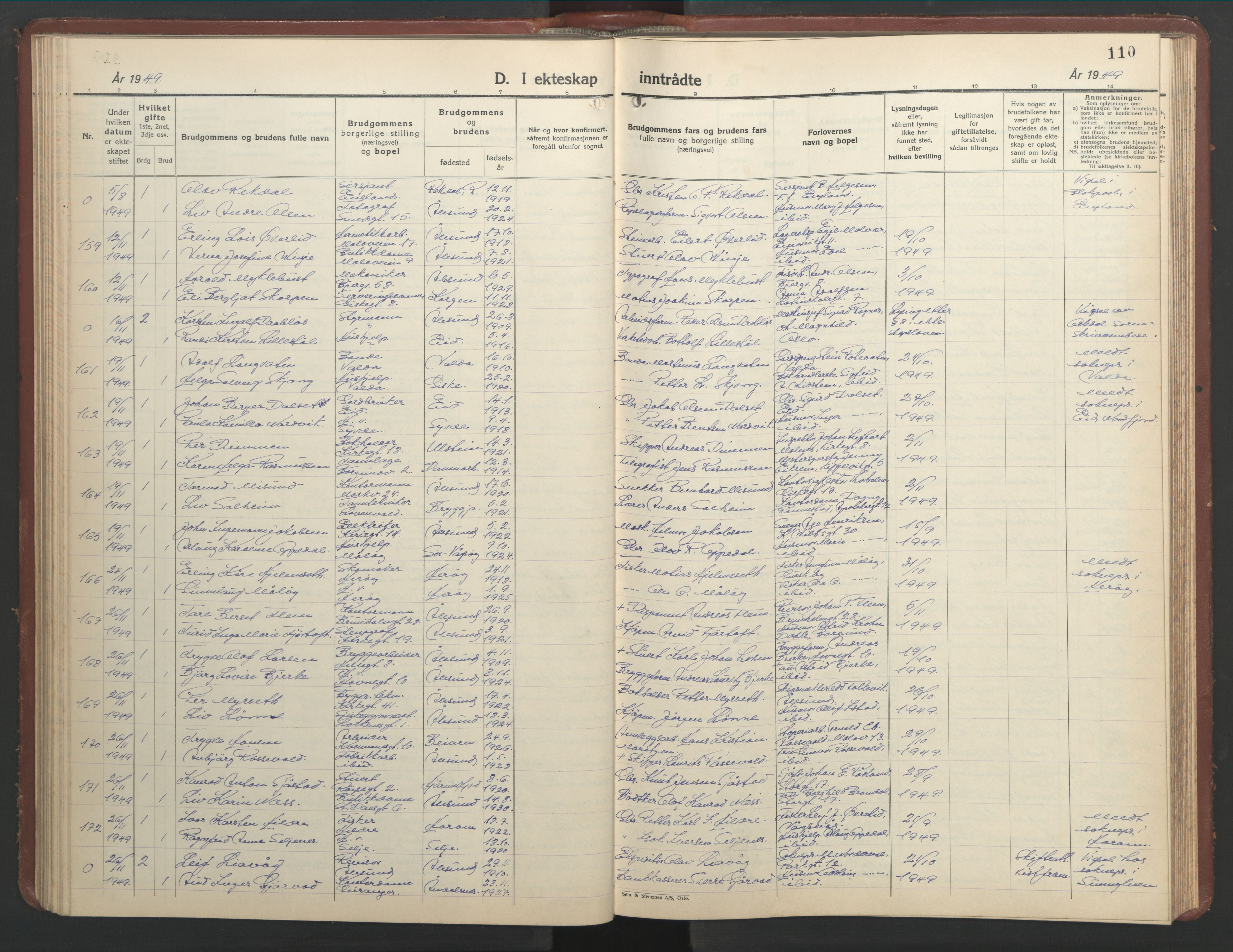 Ministerialprotokoller, klokkerbøker og fødselsregistre - Møre og Romsdal, AV/SAT-A-1454/529/L0479: Parish register (copy) no. 529C16, 1941-1950, p. 110