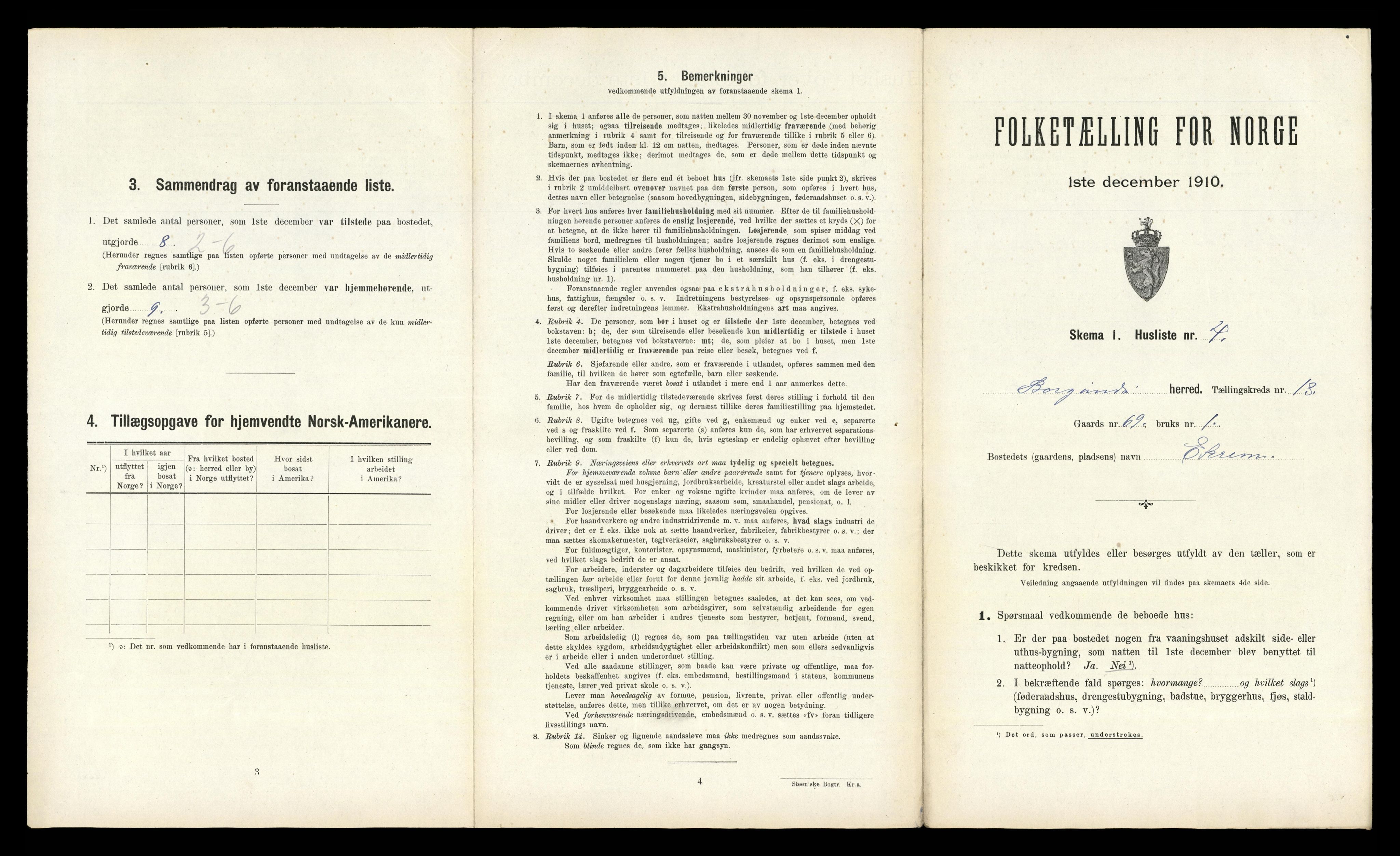 RA, 1910 census for Borgund, 1910, p. 1033