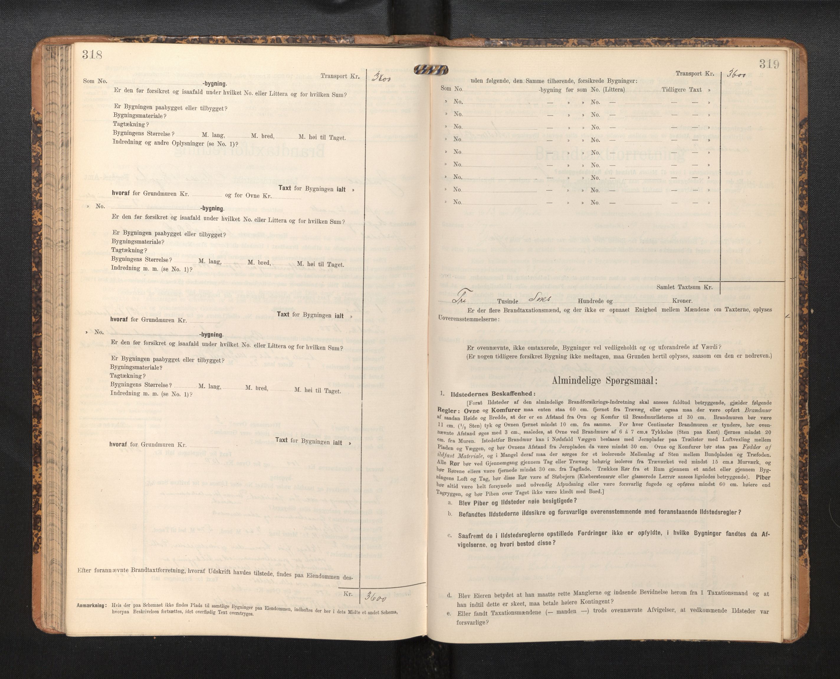 Lensmannen i Jostedal, SAB/A-28601/0012/L0004: Branntakstprotokoll, skjematakst, 1906-1919, p. 318-319