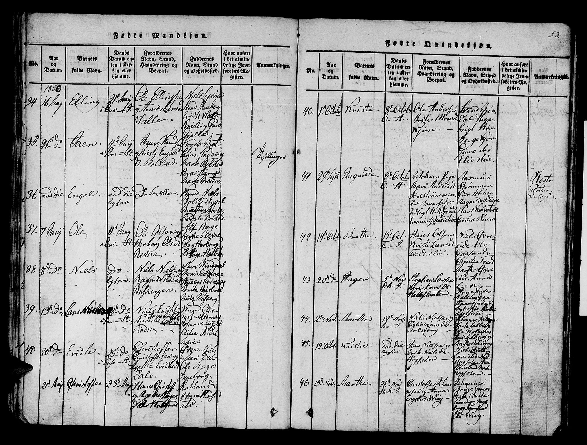 Os sokneprestembete, SAB/A-99929: Parish register (official) no. A 12, 1816-1825, p. 53