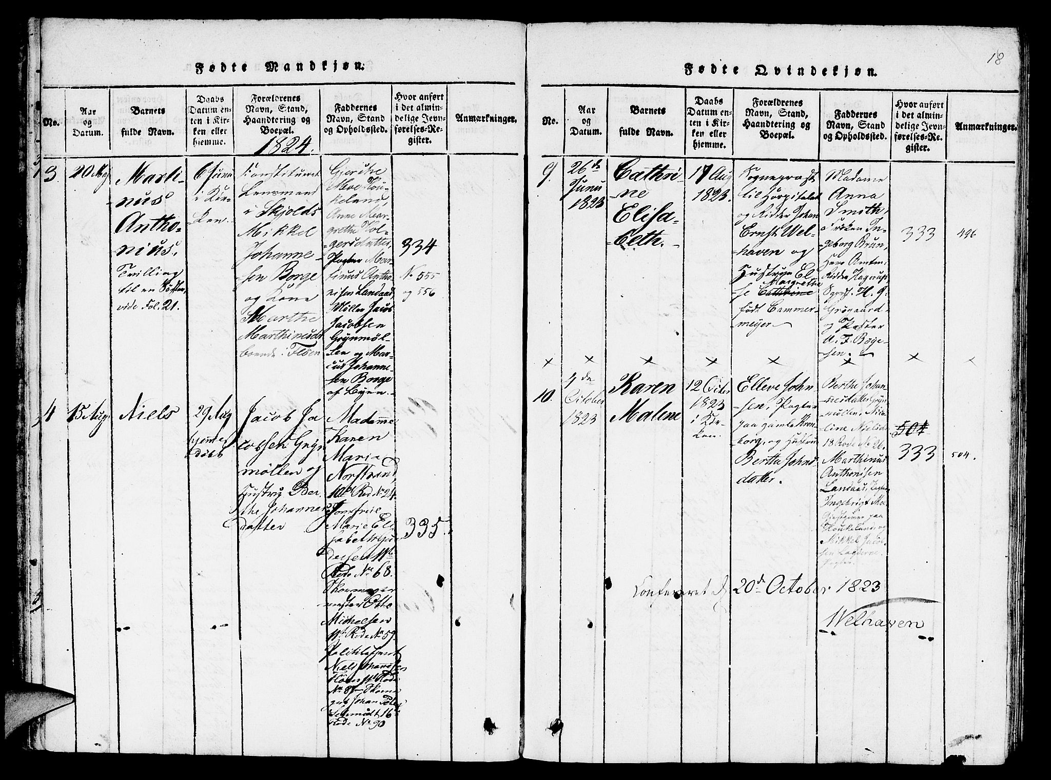 St. Jørgens hospital og Årstad sokneprestembete, AV/SAB-A-99934: Parish register (copy) no. A 1, 1816-1843, p. 18