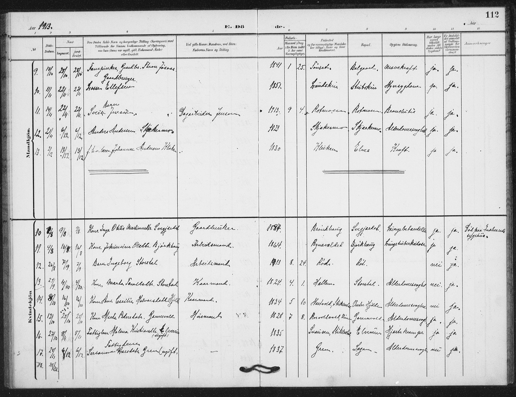 Ministerialprotokoller, klokkerbøker og fødselsregistre - Nord-Trøndelag, AV/SAT-A-1458/724/L0264: Parish register (official) no. 724A02, 1908-1915, p. 112