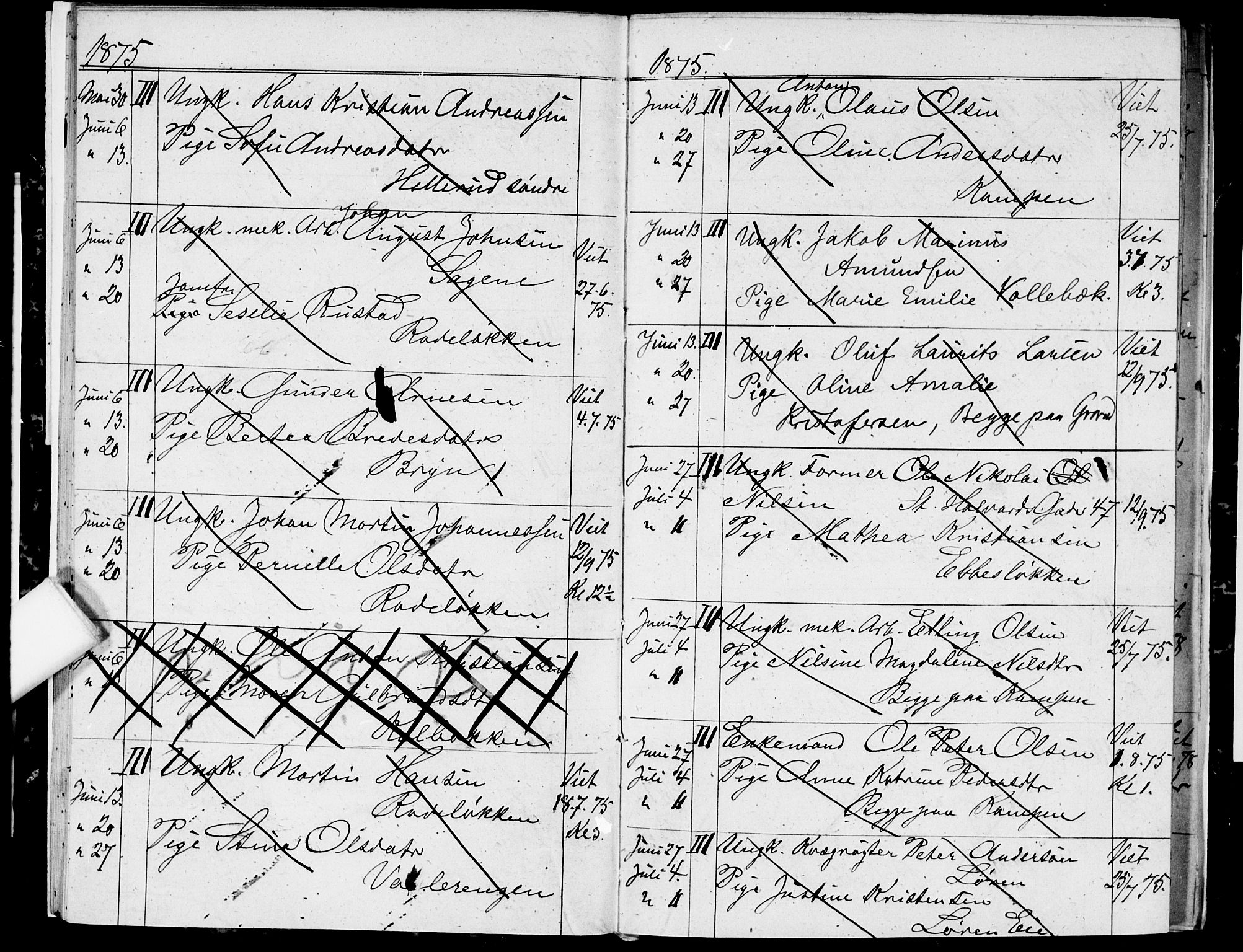 Østre Aker prestekontor Kirkebøker, AV/SAO-A-10840/H/Ha/L0003: Banns register no. I 3, 1873-1878