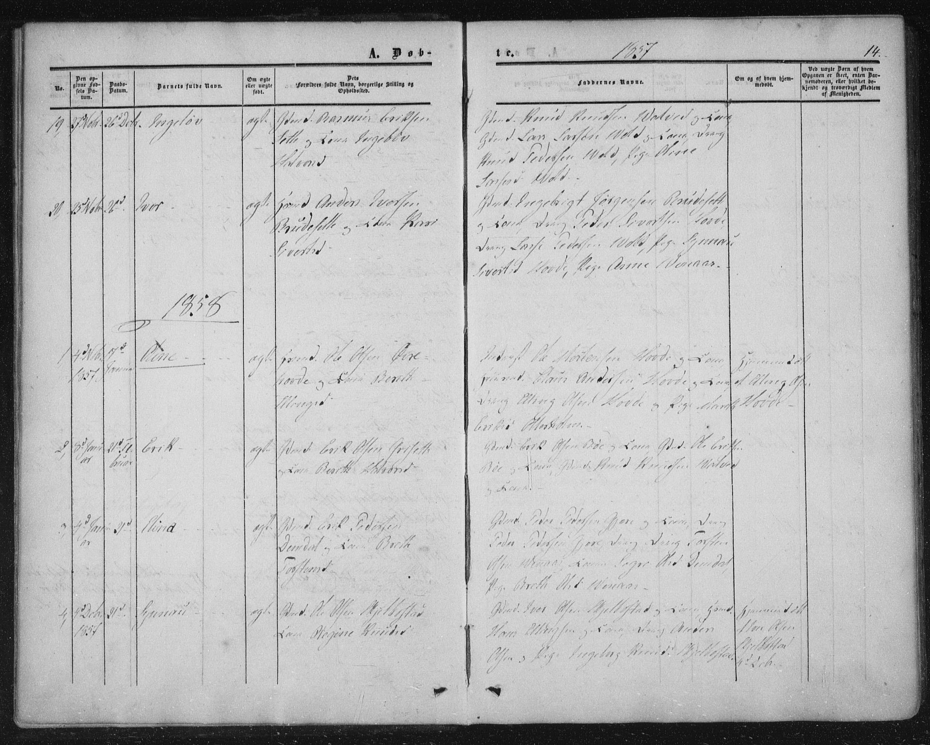 Ministerialprotokoller, klokkerbøker og fødselsregistre - Møre og Romsdal, AV/SAT-A-1454/543/L0562: Parish register (official) no. 543A02, 1854-1884, p. 14