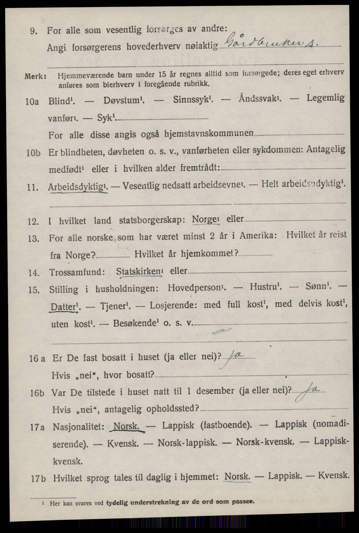 SAT, 1920 census for Ørland, 1920, p. 4490