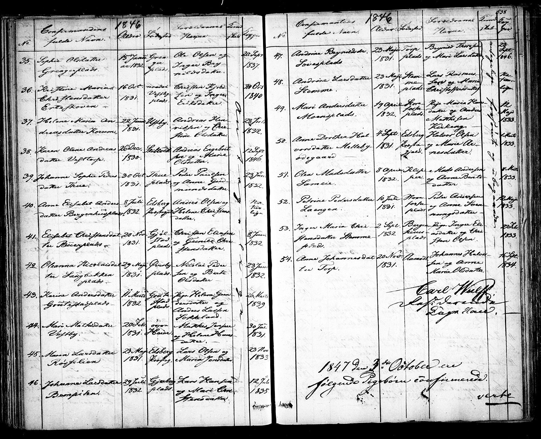 Rakkestad prestekontor Kirkebøker, SAO/A-2008/F/Fa/L0008: Parish register (official) no. I 8, 1842-1849, p. 537-538