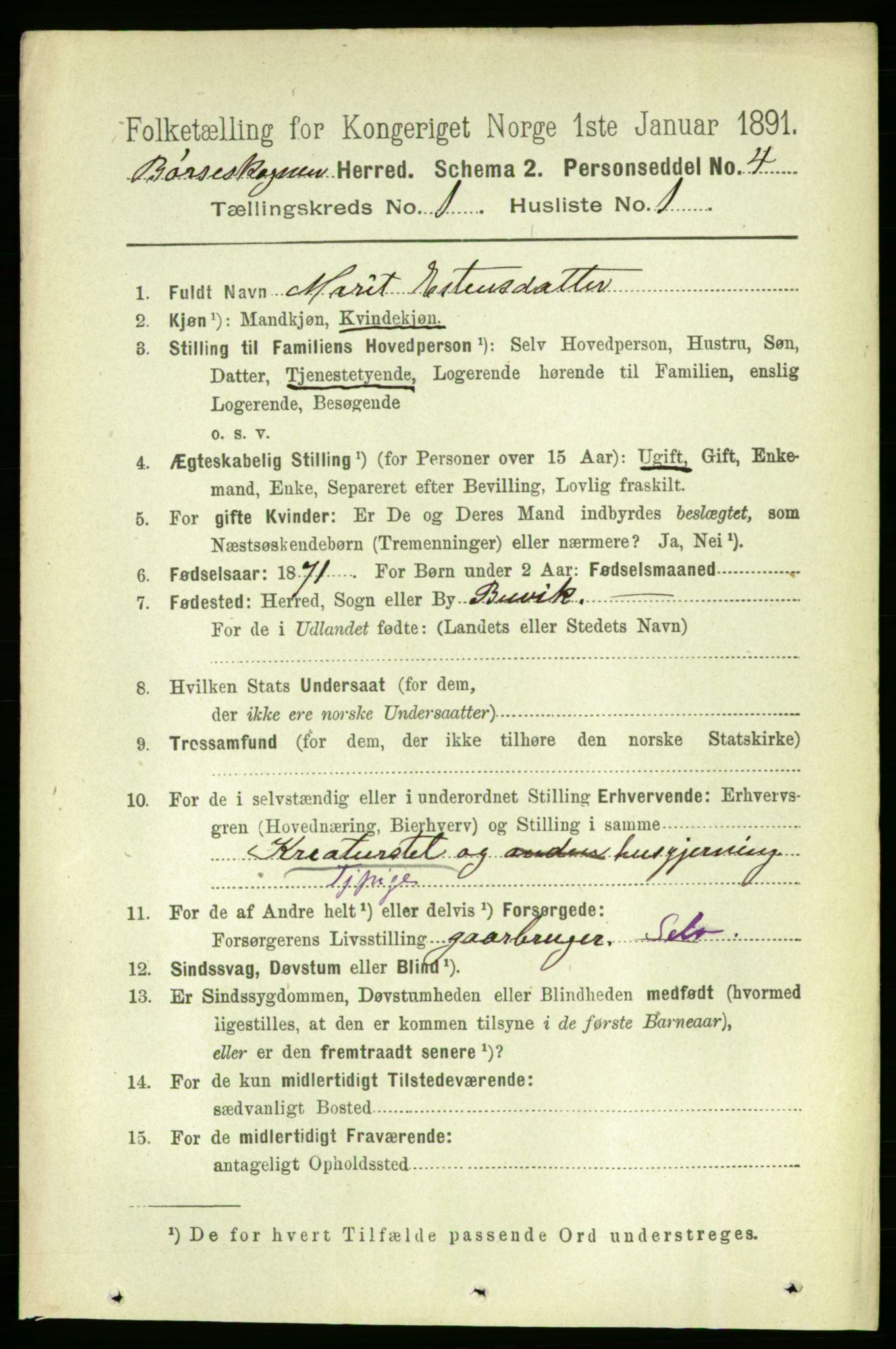 RA, 1891 census for 1657 Børseskogn, 1891, p. 157