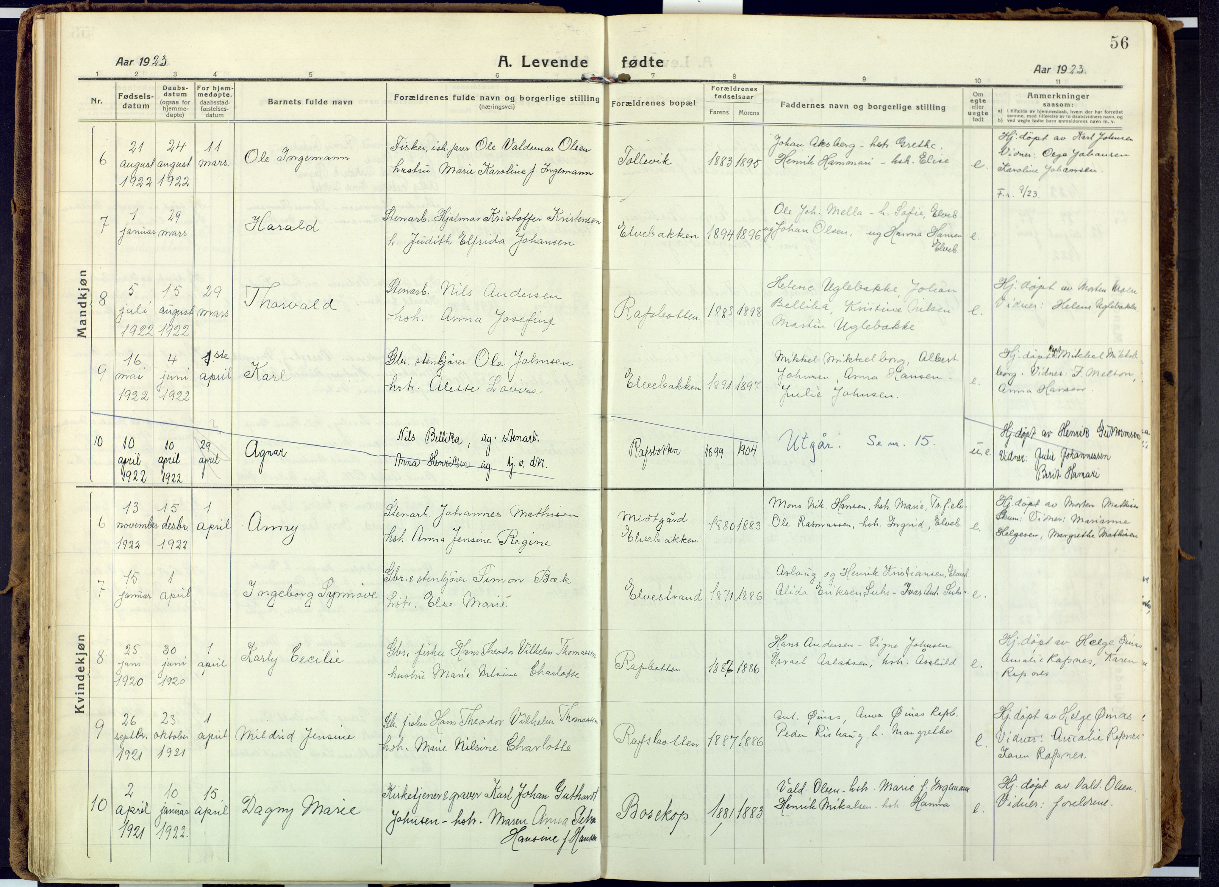 Alta sokneprestkontor, SATØ/S-1338/H/Ha: Parish register (official) no. 6, 1918-1931, p. 56
