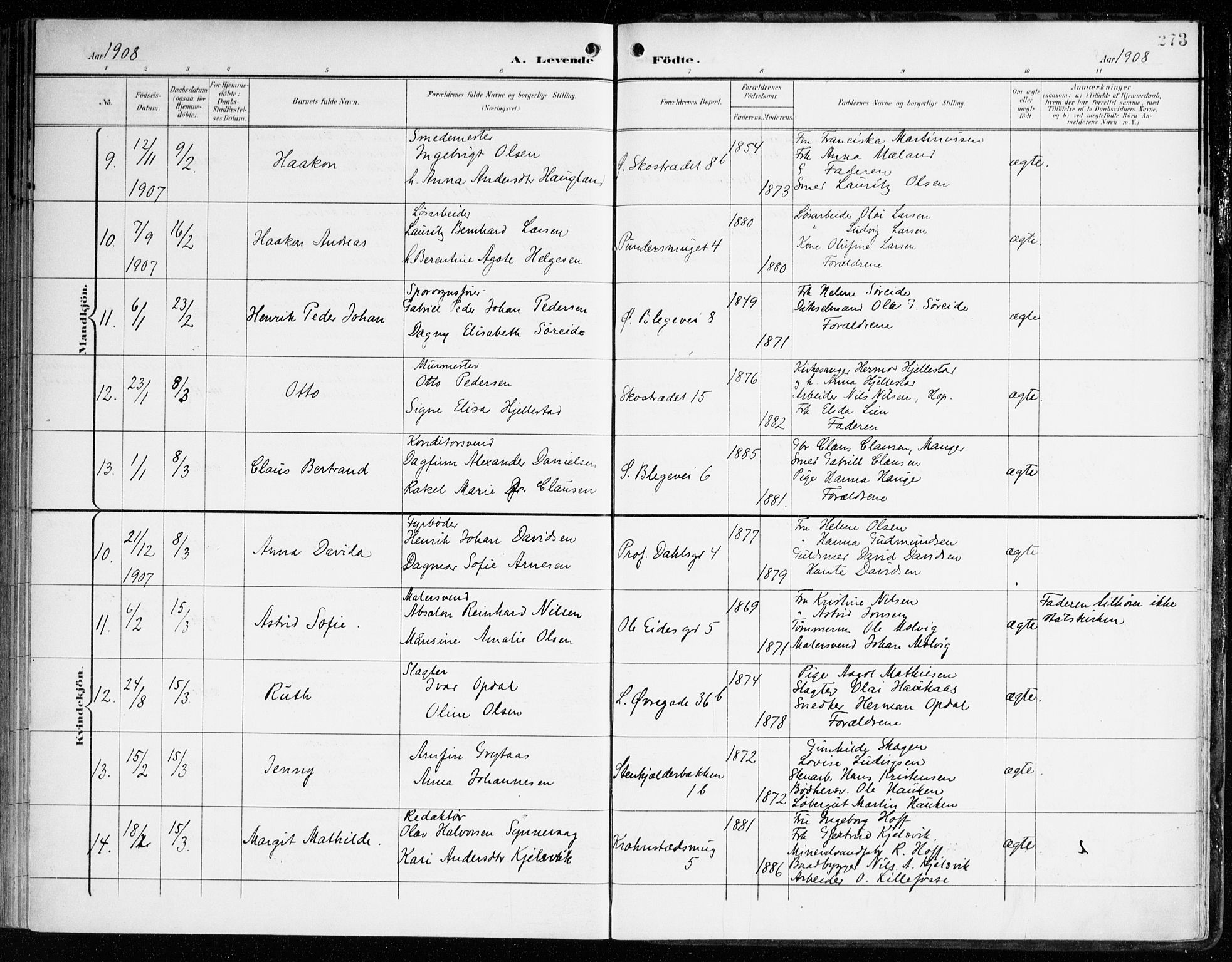 Korskirken sokneprestembete, AV/SAB-A-76101/H/Haa/L0023: Parish register (official) no. B 9, 1899-1908, p. 273