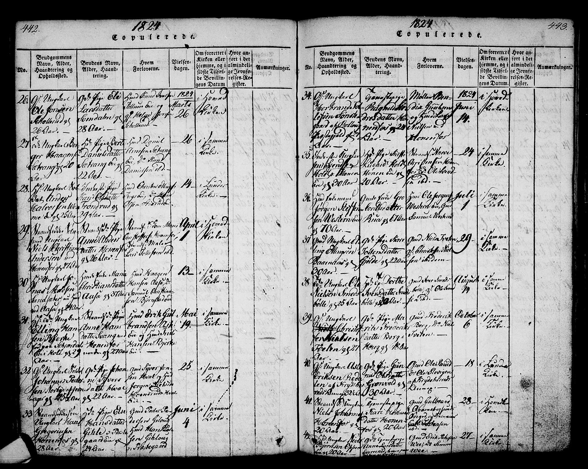 Norderhov kirkebøker, AV/SAKO-A-237/G/Ga/L0002: Parish register (copy) no. I 2, 1814-1867, p. 442-443