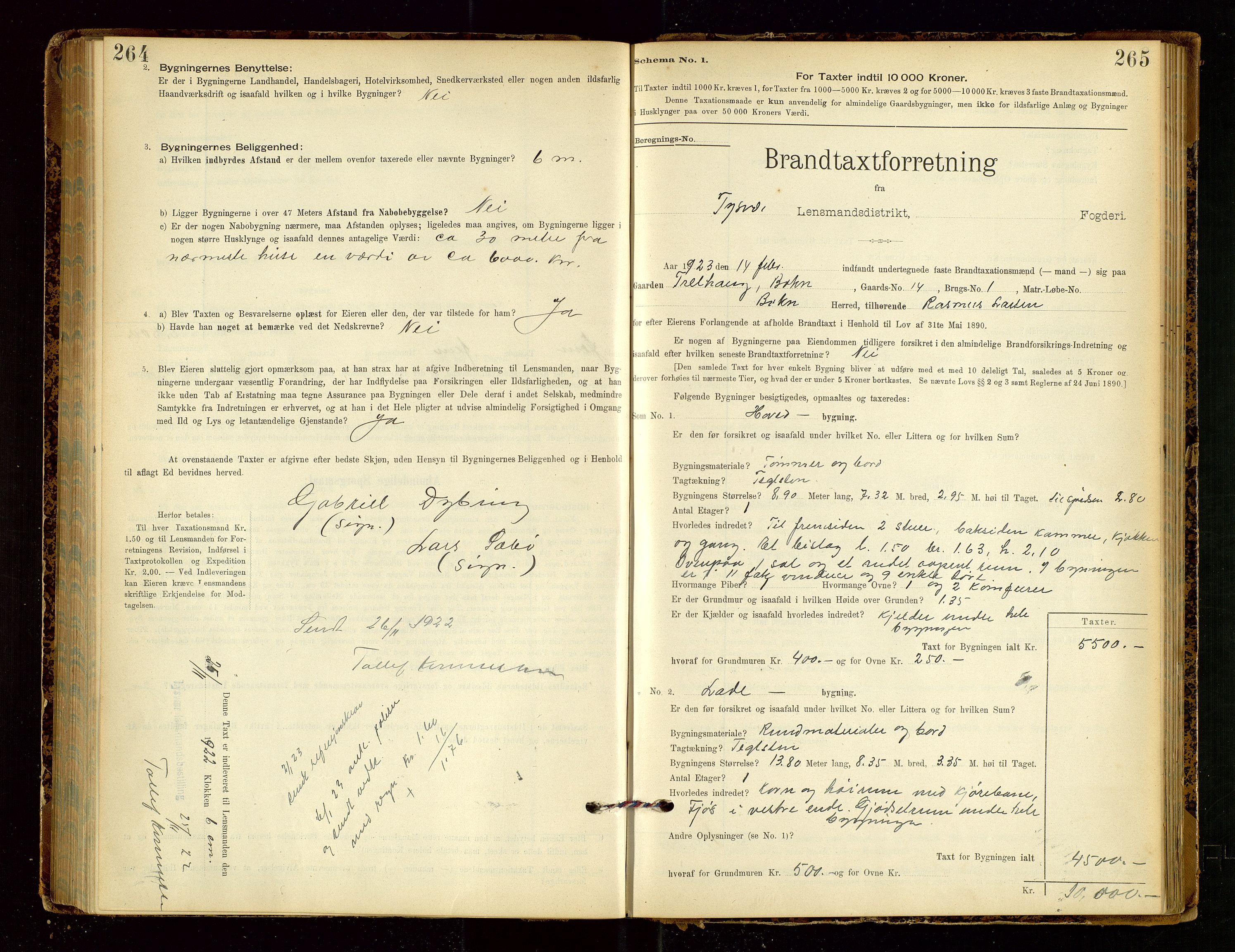 Tysvær lensmannskontor, AV/SAST-A-100192/Gob/L0002: "Brandtakstprotokol for Lensmanden i Tysvær", 1901-1932, p. 264-265