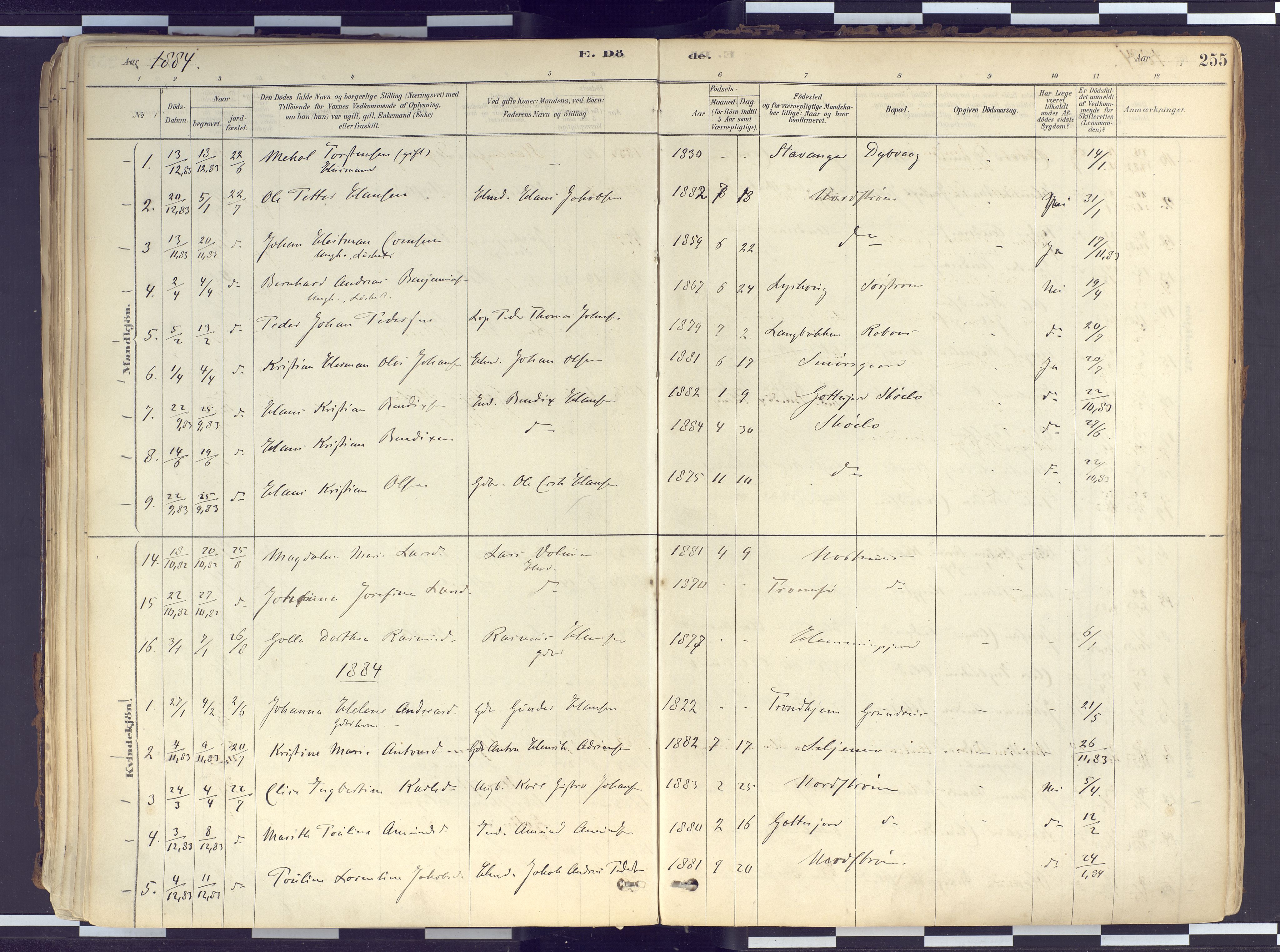 Tranøy sokneprestkontor, SATØ/S-1313/I/Ia/Iaa/L0010kirke: Parish register (official) no. 10, 1878-1904, p. 255