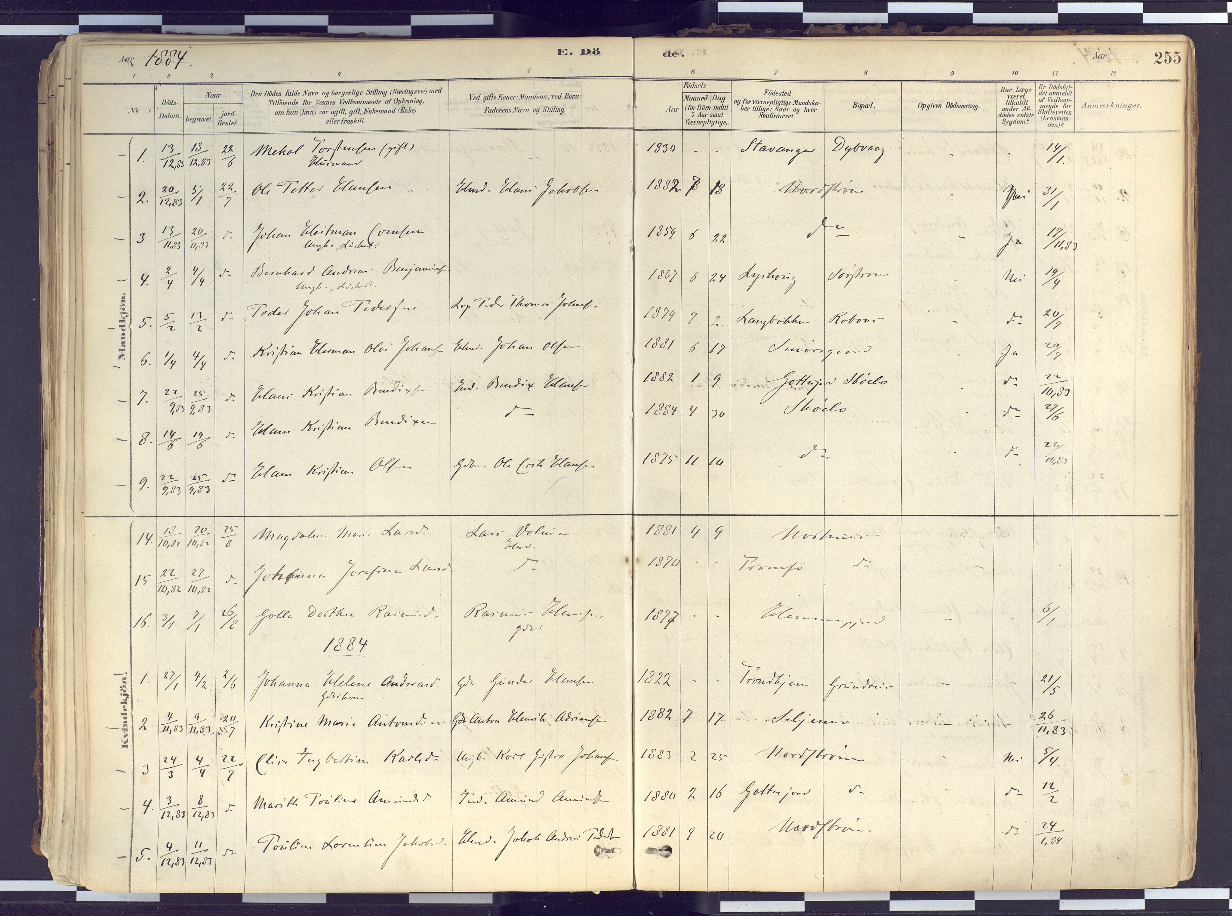 Tranøy sokneprestkontor, AV/SATØ-S-1313/I/Ia/Iaa/L0010kirke: Parish register (official) no. 10, 1878-1904, p. 255