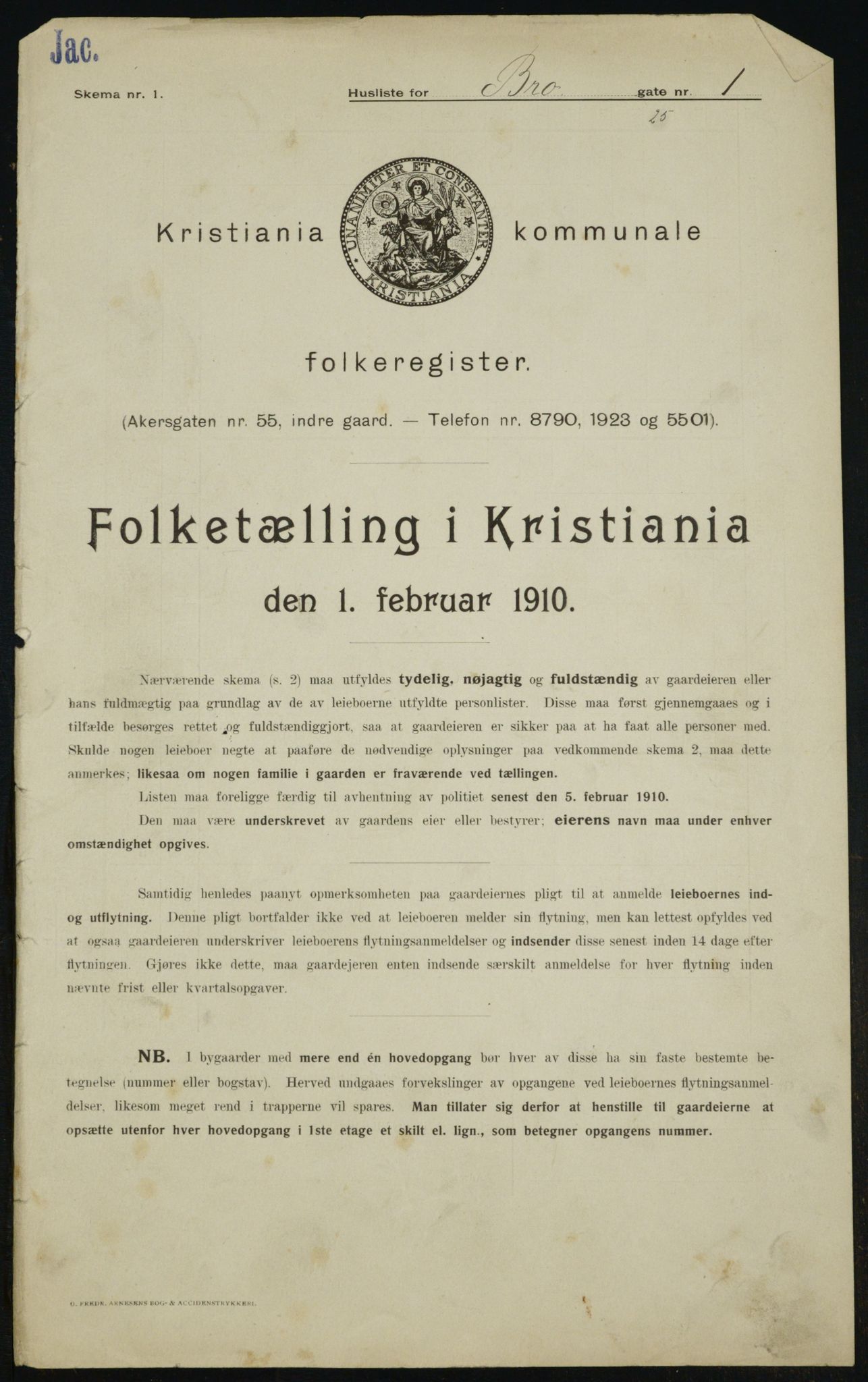 OBA, Municipal Census 1910 for Kristiania, 1910, p. 9286