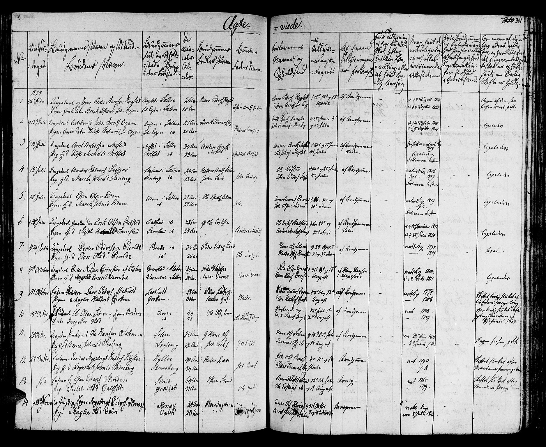 Ministerialprotokoller, klokkerbøker og fødselsregistre - Sør-Trøndelag, SAT/A-1456/695/L1143: Parish register (official) no. 695A05 /1, 1824-1842, p. 301