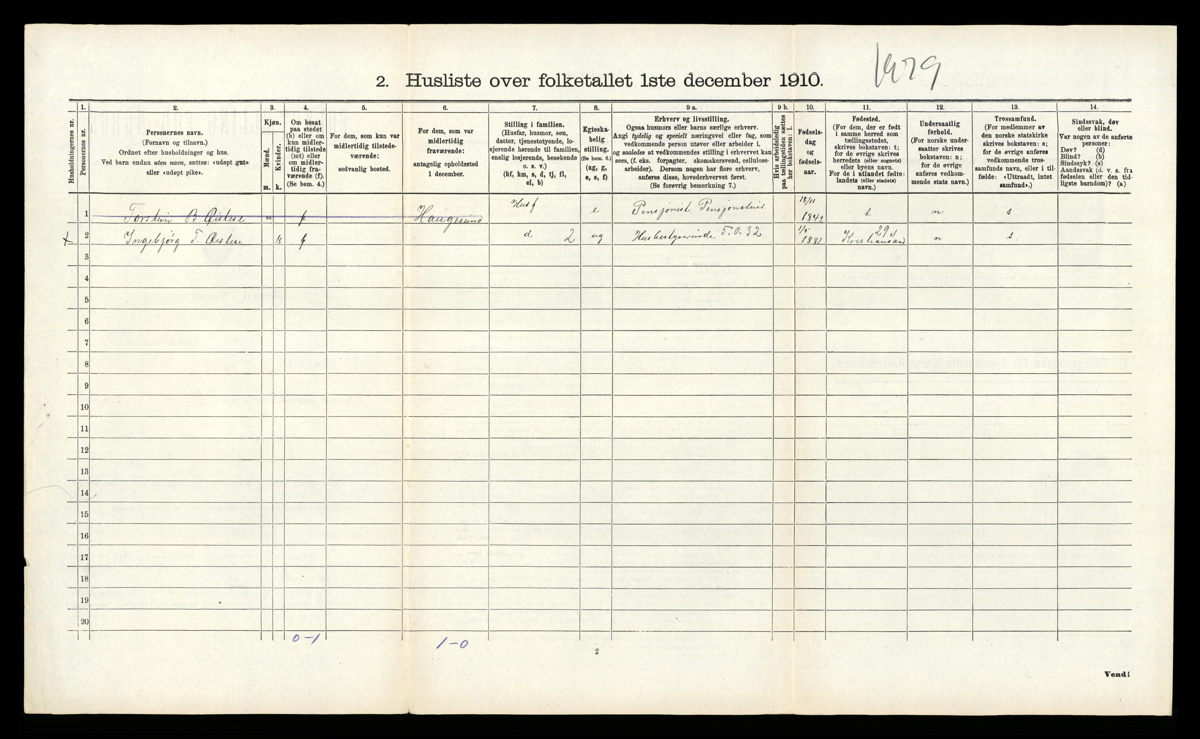 RA, 1910 census for Kvam, 1910, p. 774