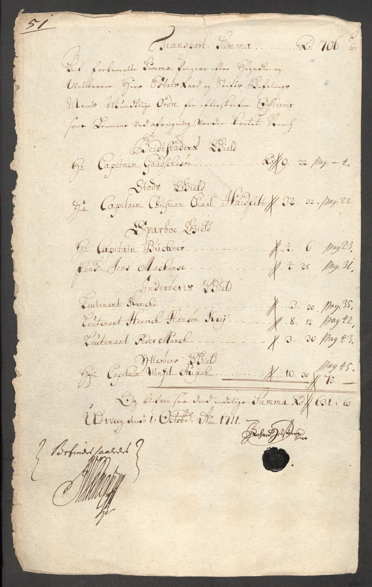 Rentekammeret inntil 1814, Reviderte regnskaper, Fogderegnskap, RA/EA-4092/R63/L4319: Fogderegnskap Inderøy, 1711, p. 234