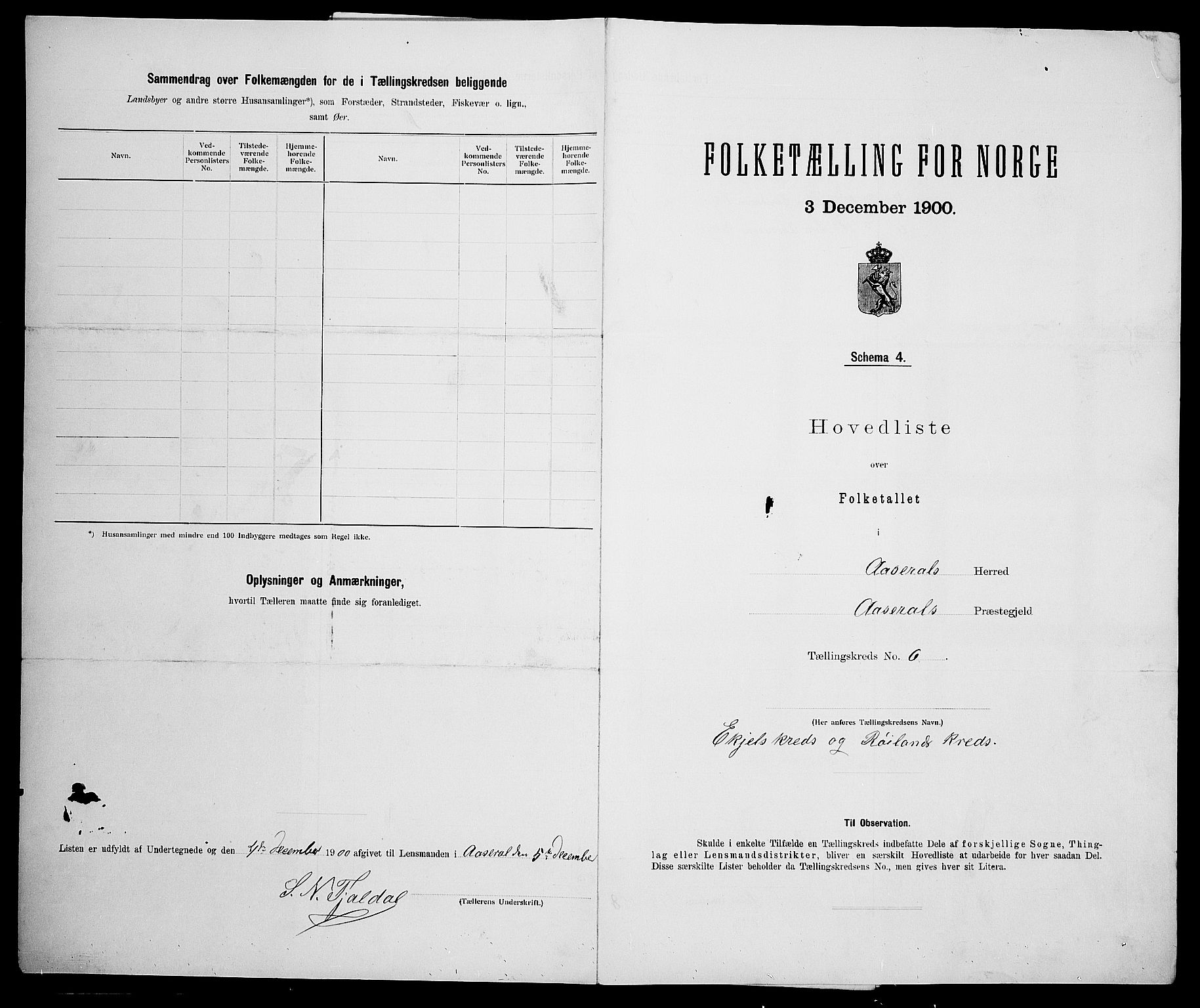 SAK, 1900 census for Åseral, 1900, p. 27