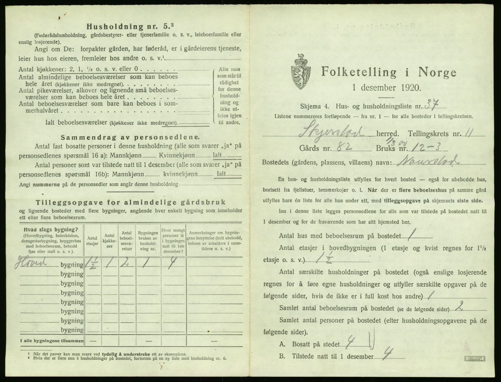 SAT, 1920 census for Skjerstad, 1920, p. 625