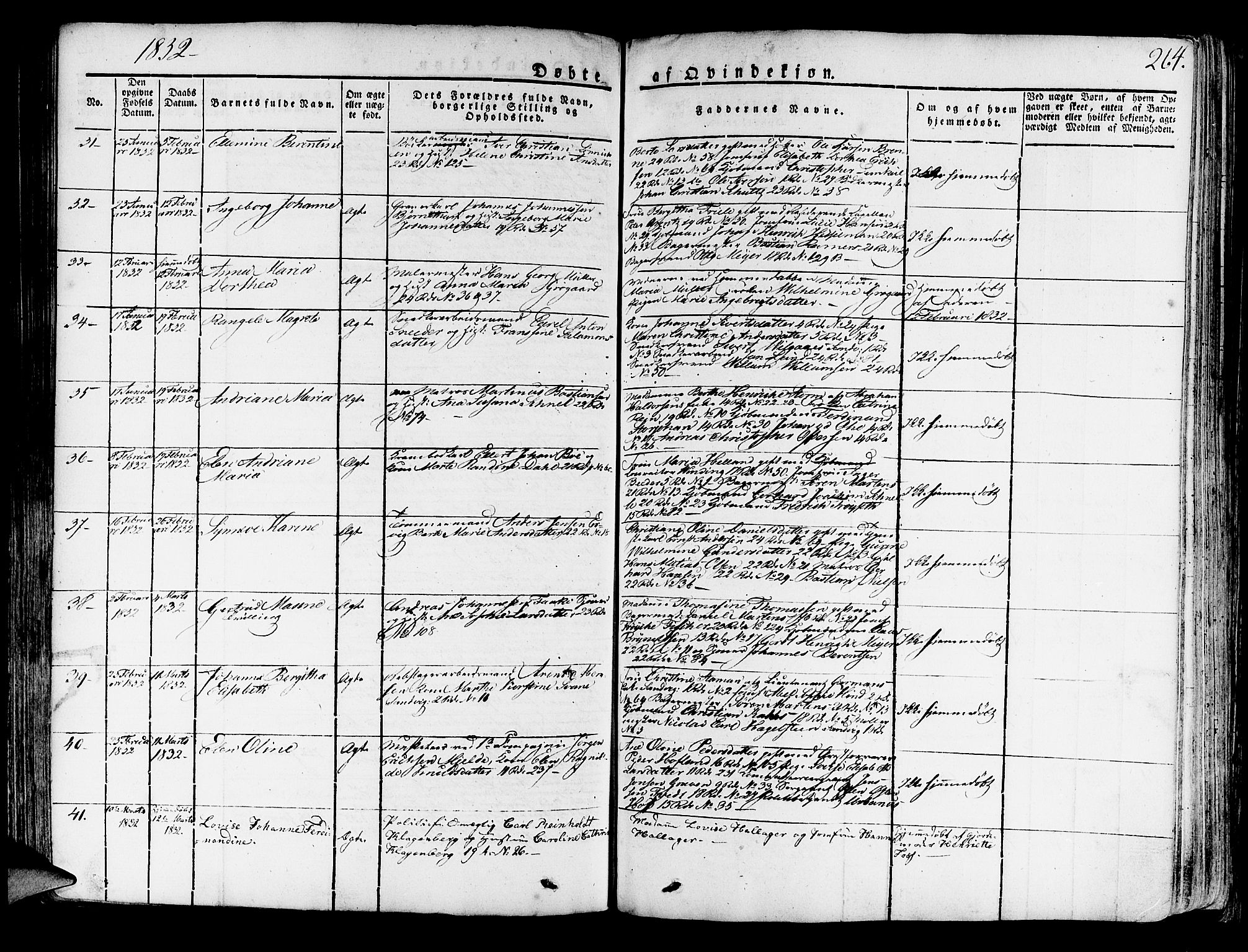 Korskirken sokneprestembete, AV/SAB-A-76101/H/Haa/L0014: Parish register (official) no. A 14, 1823-1835, p. 264