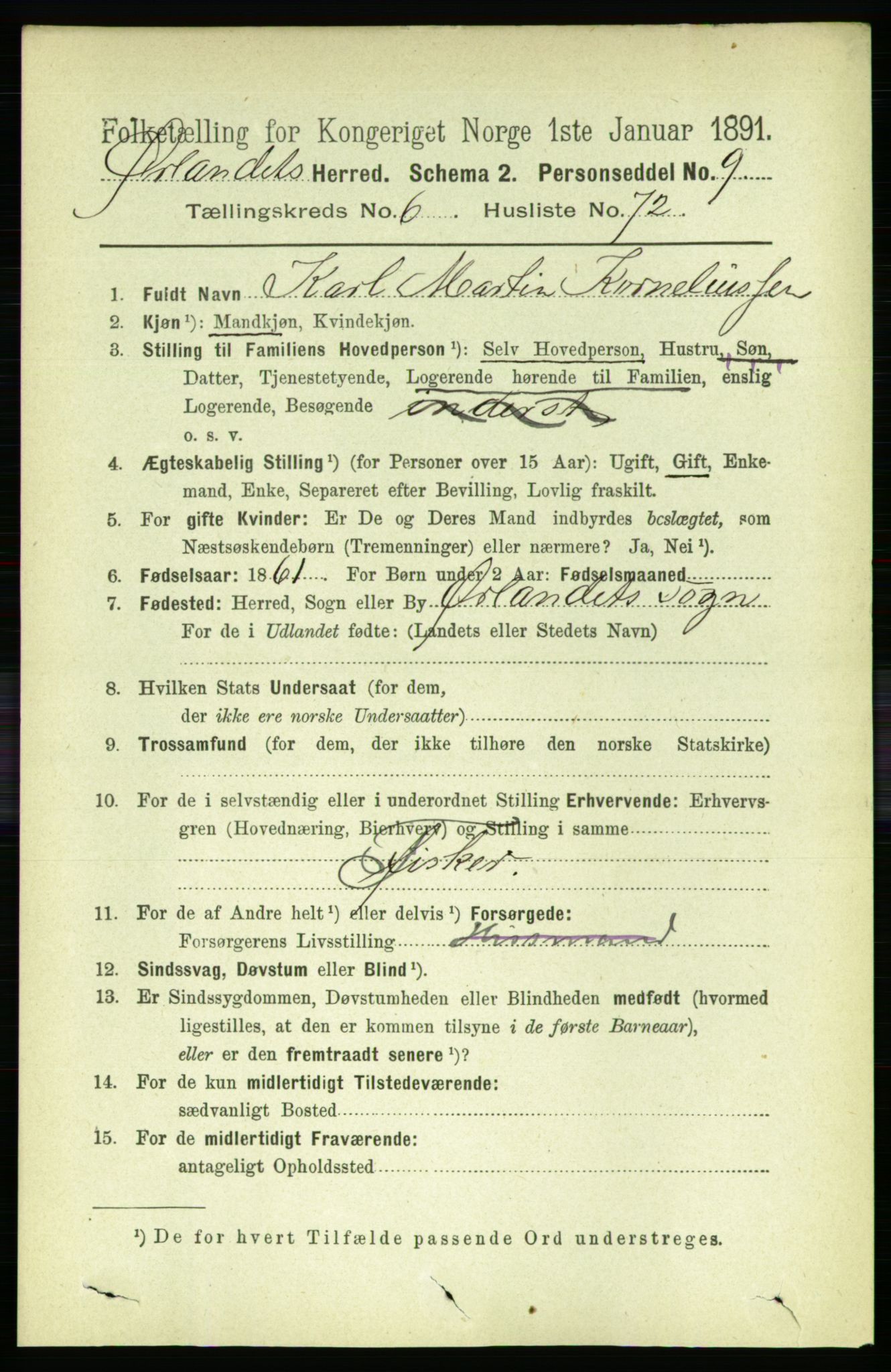 RA, 1891 census for 1621 Ørland, 1891, p. 2291