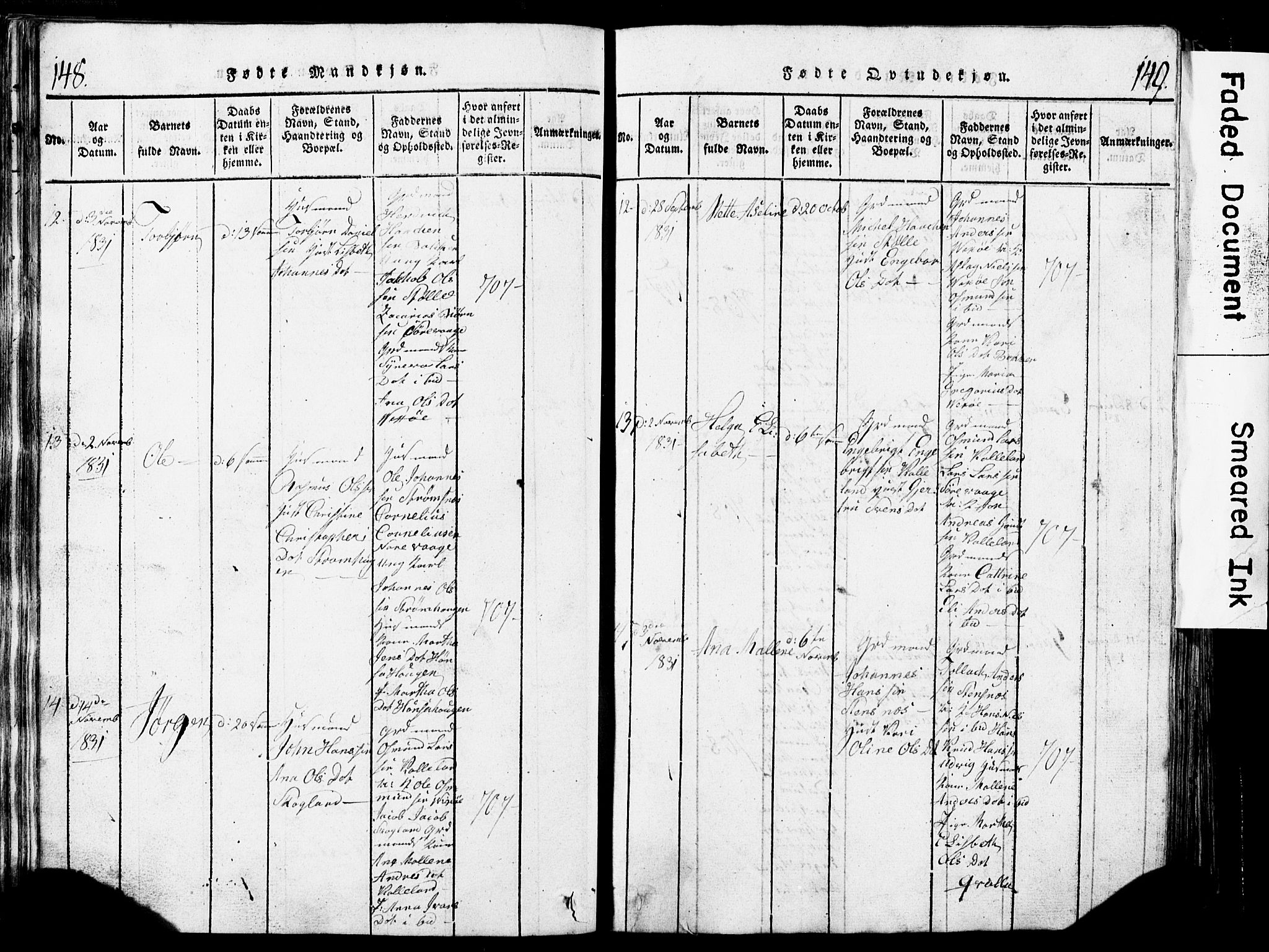 Torvastad sokneprestkontor, AV/SAST-A -101857/H/Ha/Hab/L0002: Parish register (copy) no. B 2, 1817-1834, p. 148-149