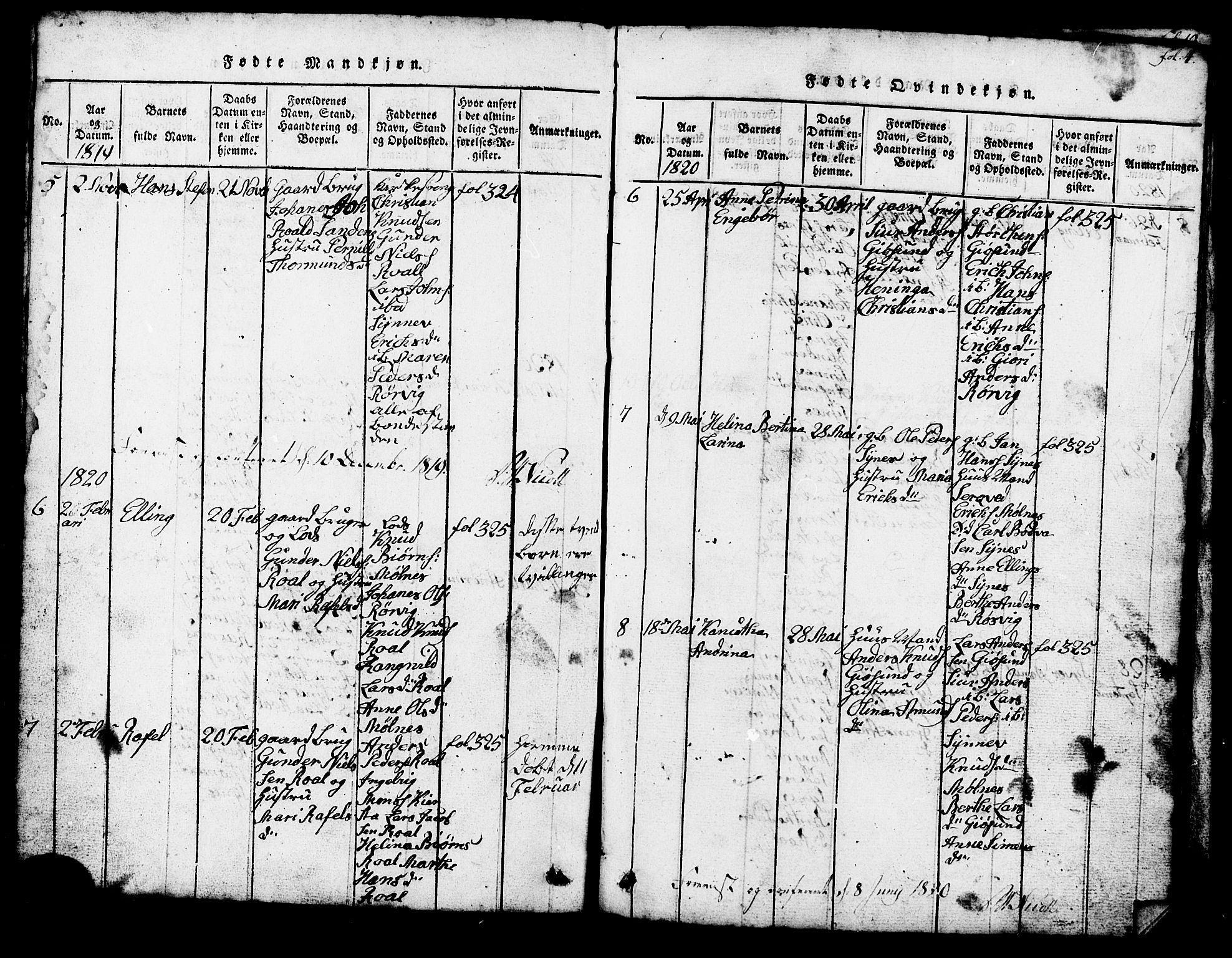 Ministerialprotokoller, klokkerbøker og fødselsregistre - Møre og Romsdal, AV/SAT-A-1454/537/L0520: Parish register (copy) no. 537C01, 1819-1868, p. 4